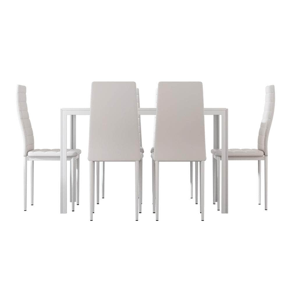 Dining Chairs & Table Dining Set 4/6 Chair Set Of 5/7 Wooden Top White/Black