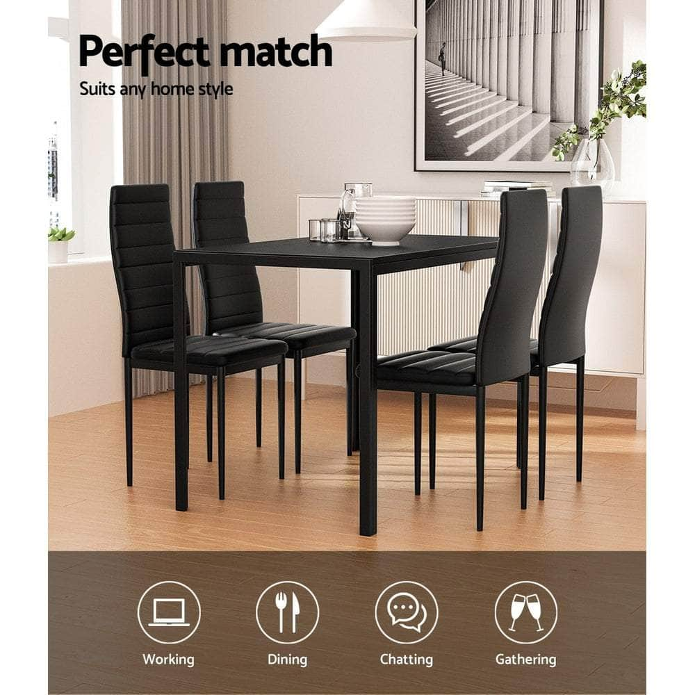 Dining Chairs & Table Dining Set 4/6 Chair Set Of 5/7 Wooden Top White/Black