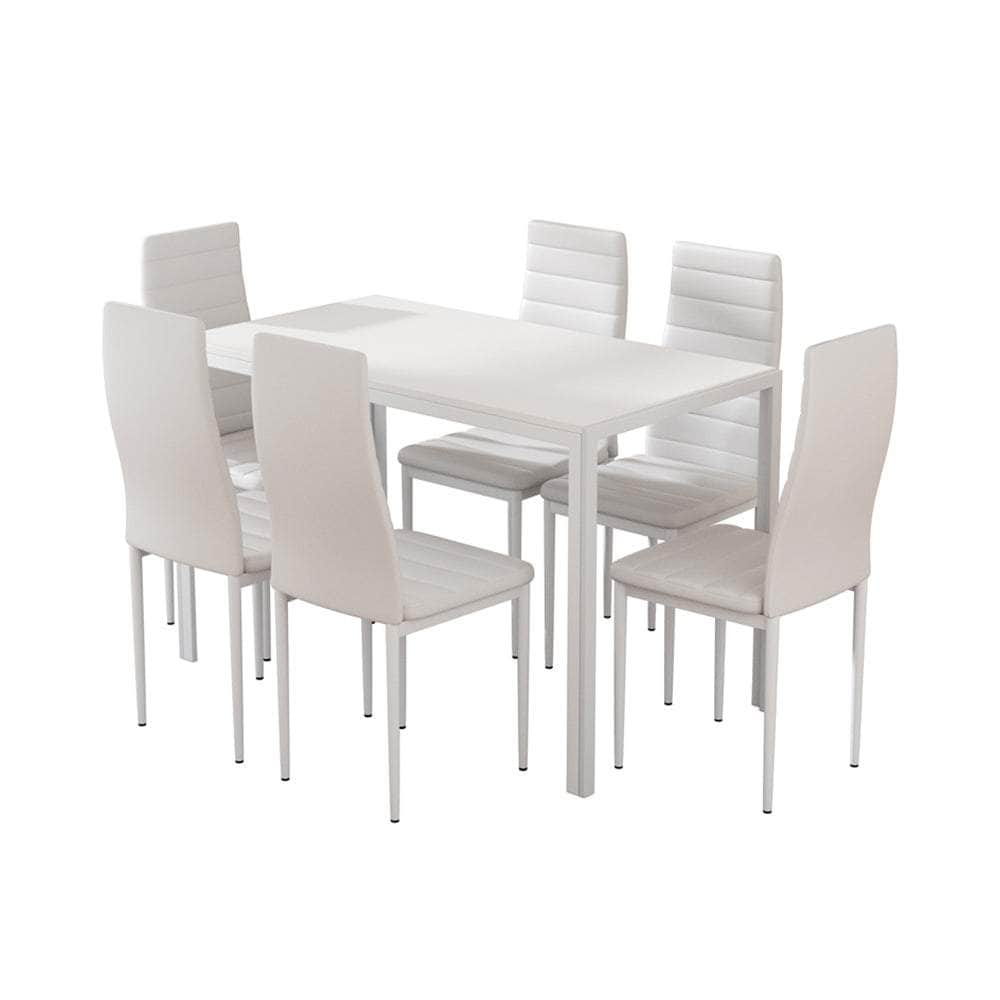 Dining Chairs & Table Dining Set 4/6 Chair Set Of 5/7 Wooden Top White/Black