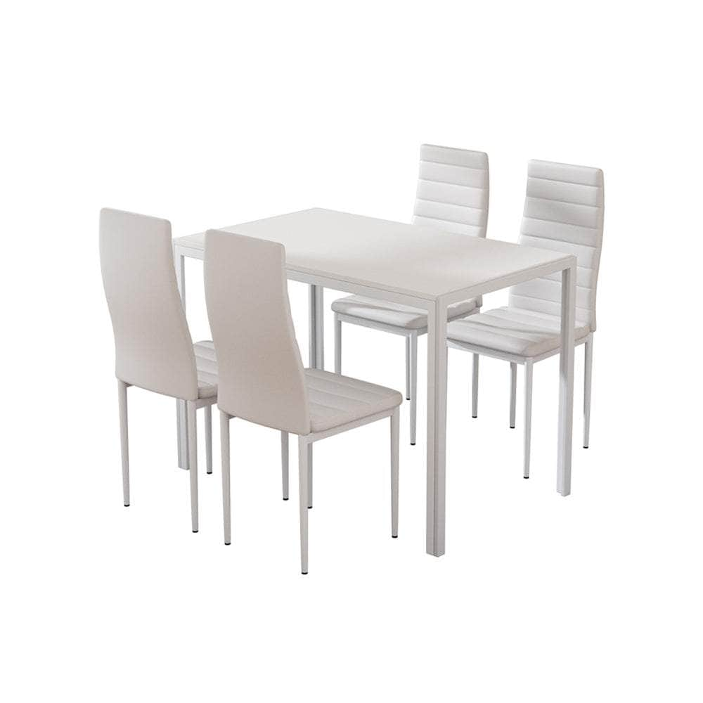 Dining Chairs & Table Dining Set 4/6 Chair Set Of 5/7 Wooden Top White/Black