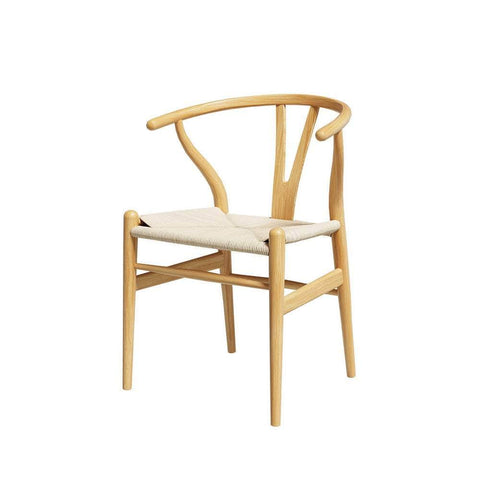 Dining Chairs Wooden Rattan Wishbone Black/Oak