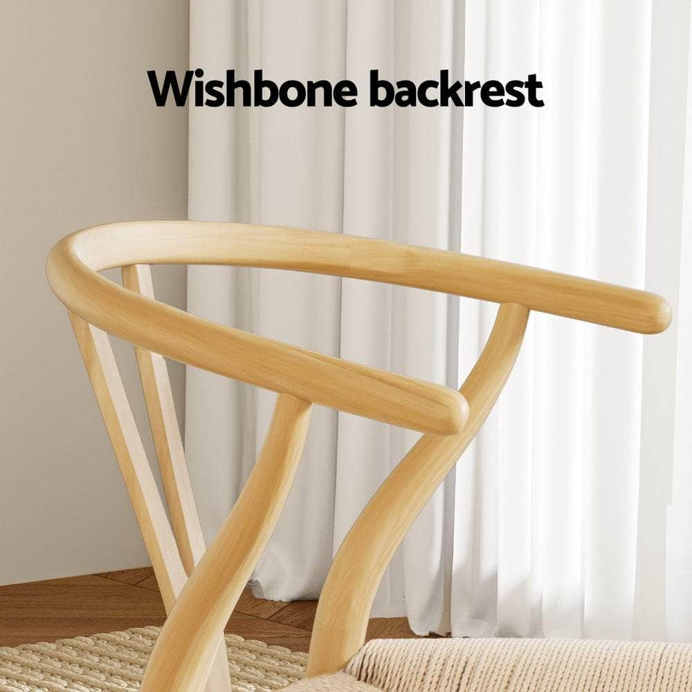 Dining Chairs Wooden Rattan Wishbone Black/Oak