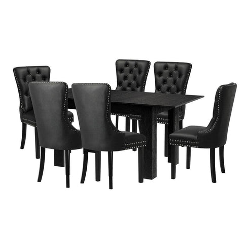 Dining Set 160cm Extendable Table with 4/6PCS Chairs PU Leather