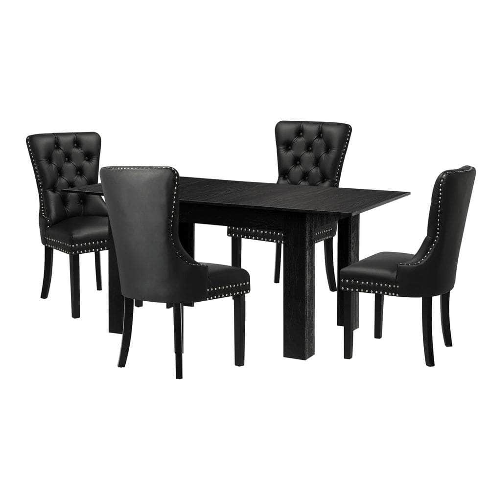 Dining Set 160cm Extendable Table with 4/6PCS Chairs PU Leather