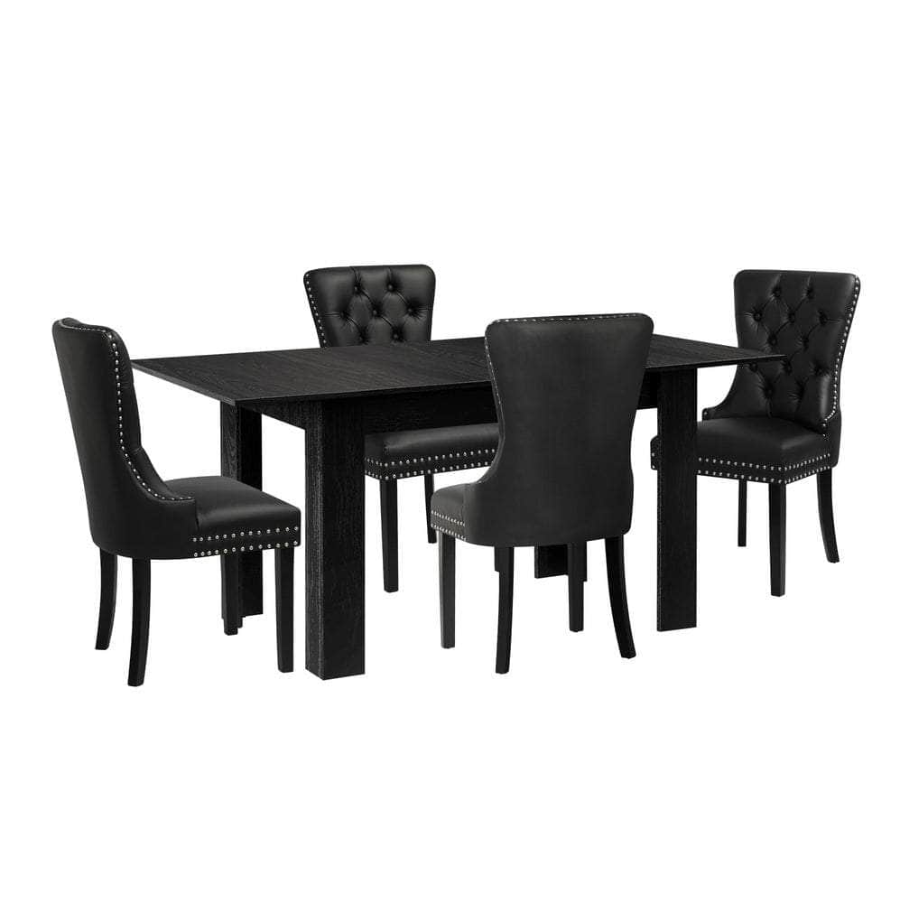 Dining Set 160cm Extendable Table with 4/6PCS Chairs PU Leather