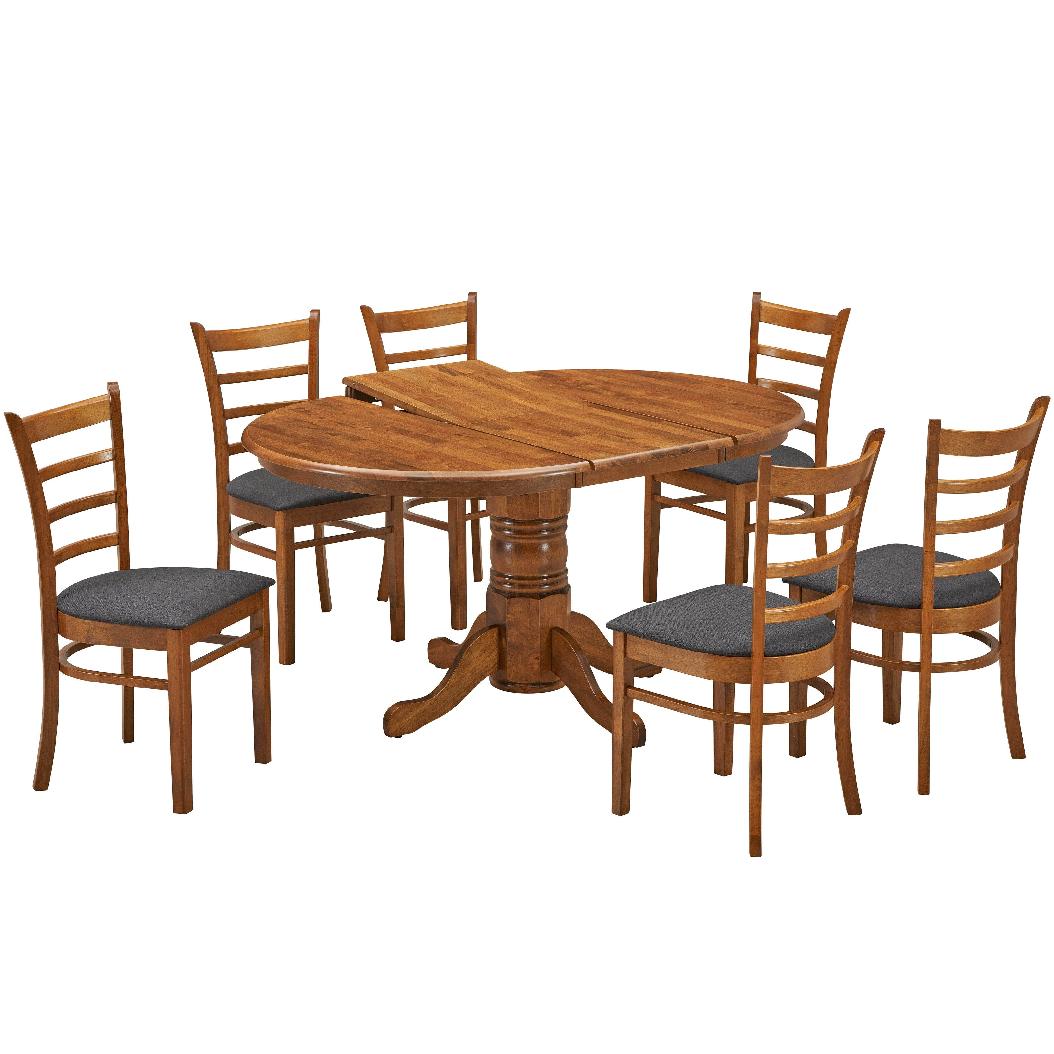 Dining Set Round Pedestral Table 4 Fabric Seat Chair