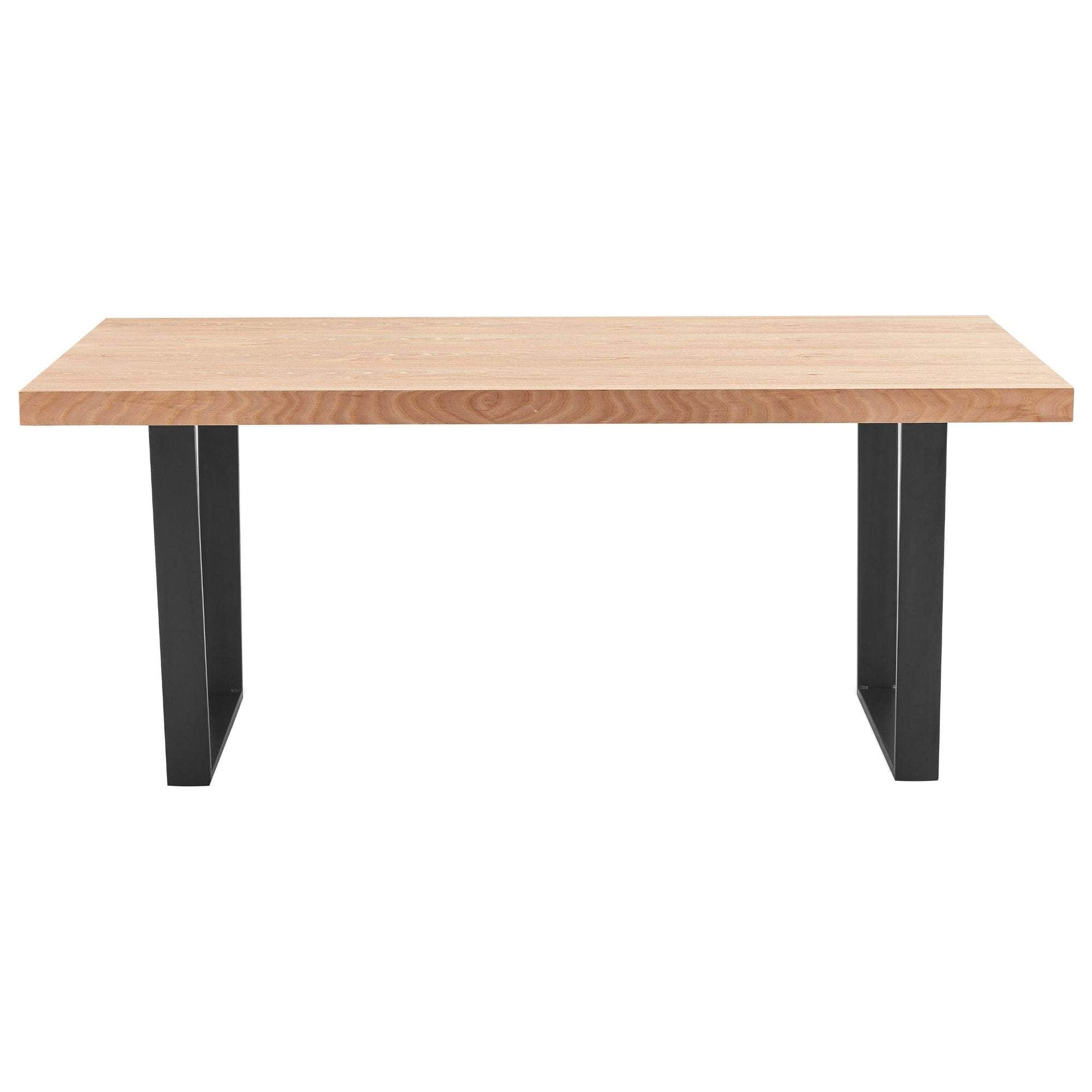 Dining Table 180Cm Elm Timber Wood Black Metal Leg - Natural