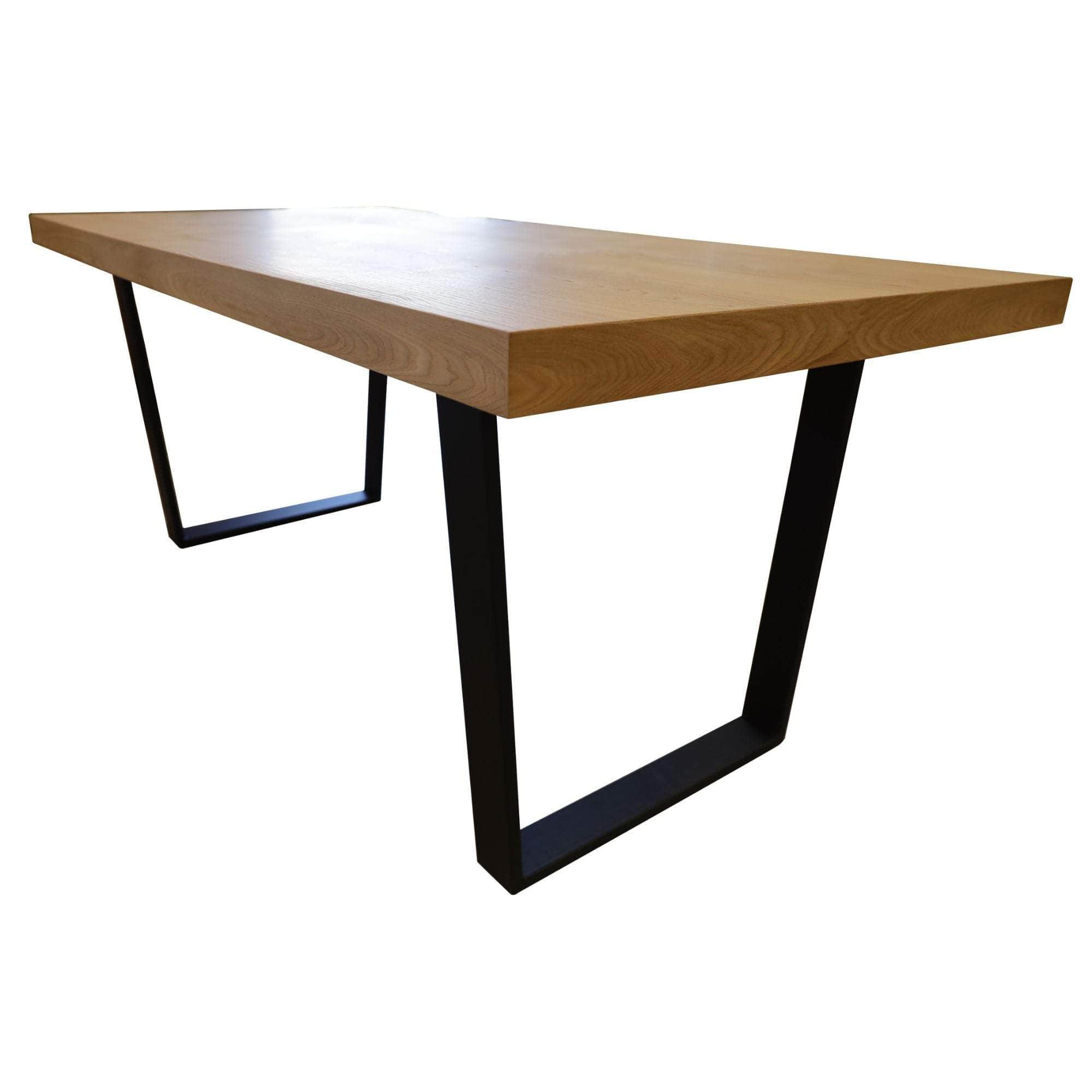 Dining Table 180Cm Elm Timber Wood Black Metal Leg - Natural