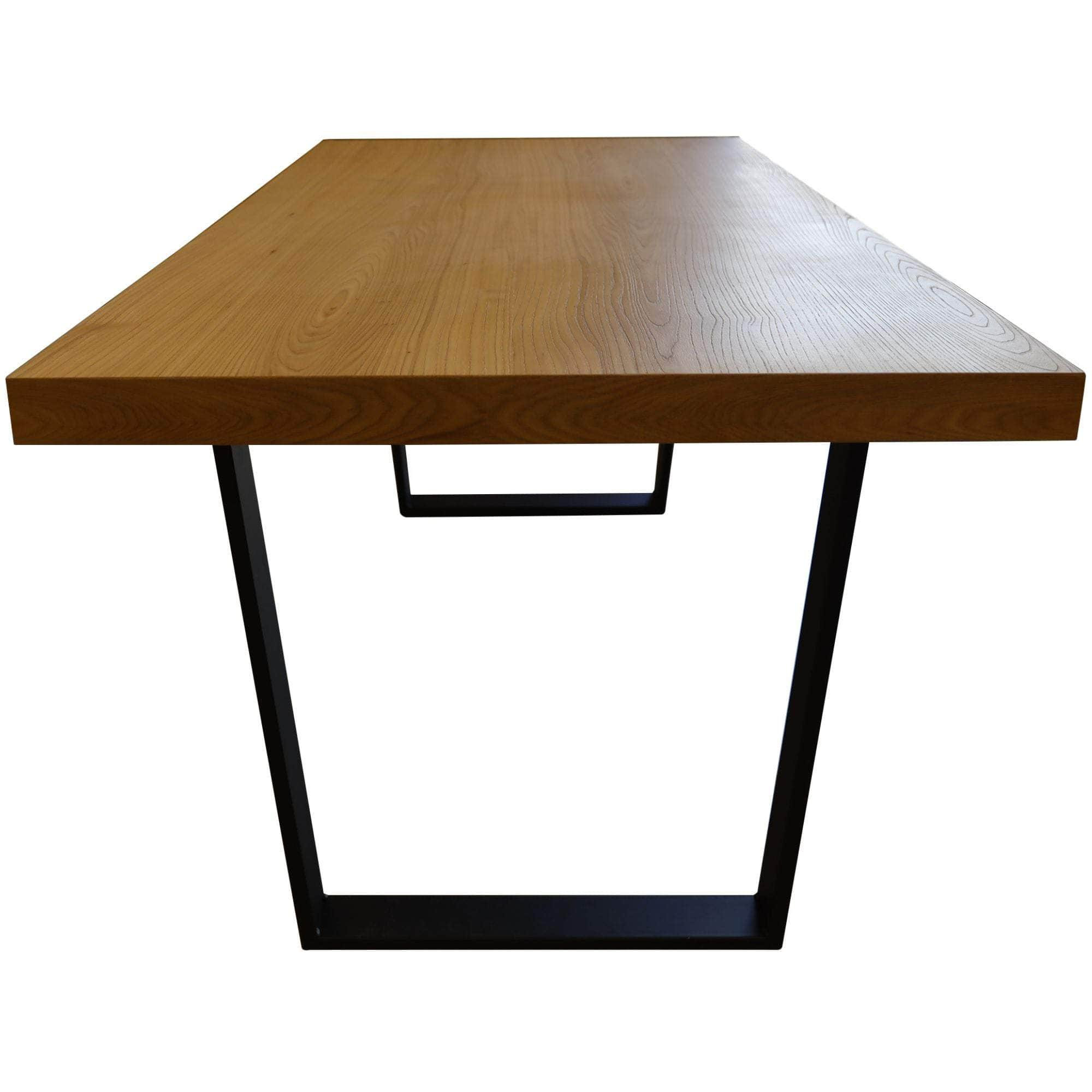 Dining Table 180Cm Elm Timber Wood Black Metal Leg - Natural