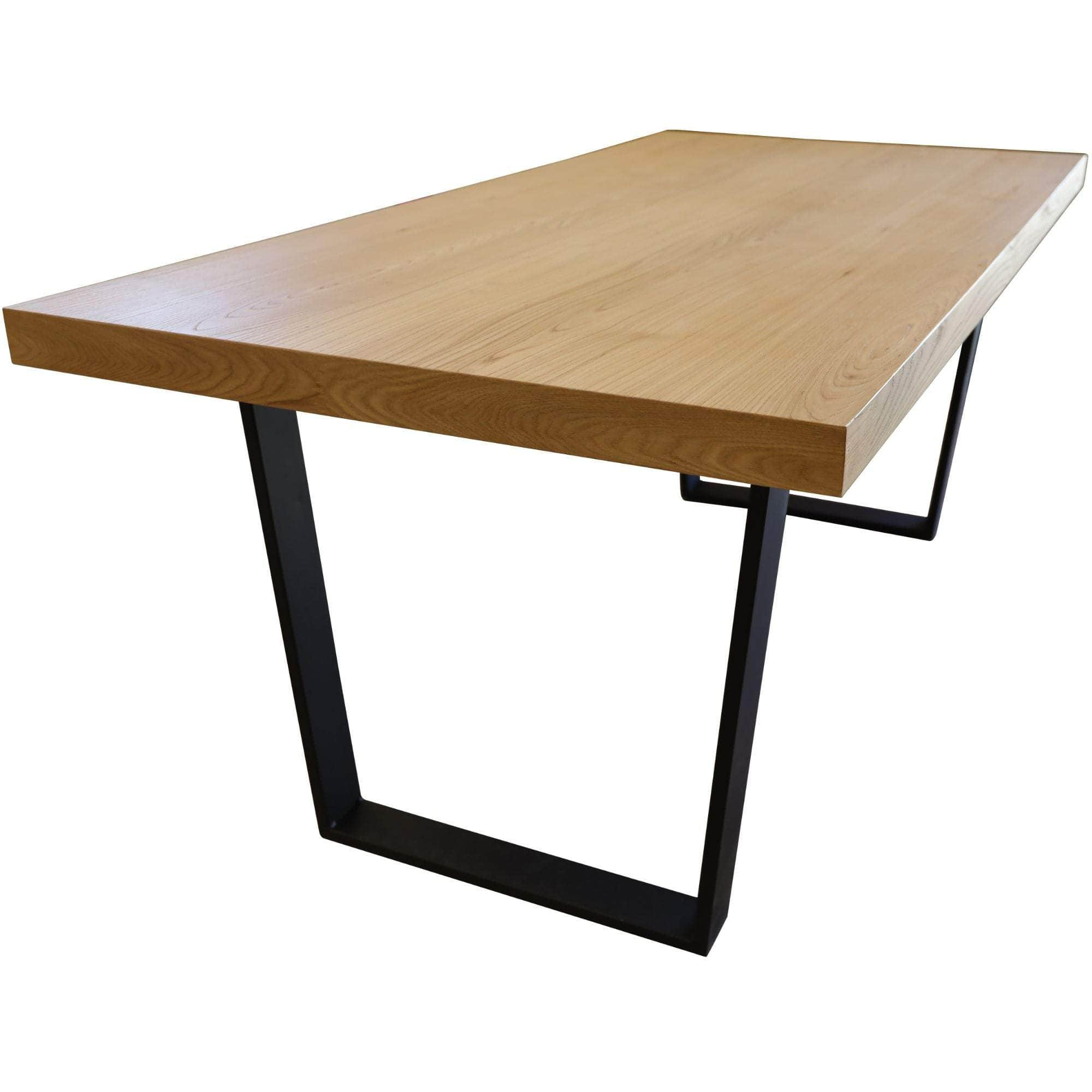 Dining Table 180Cm Elm Timber Wood Black Metal Leg - Natural