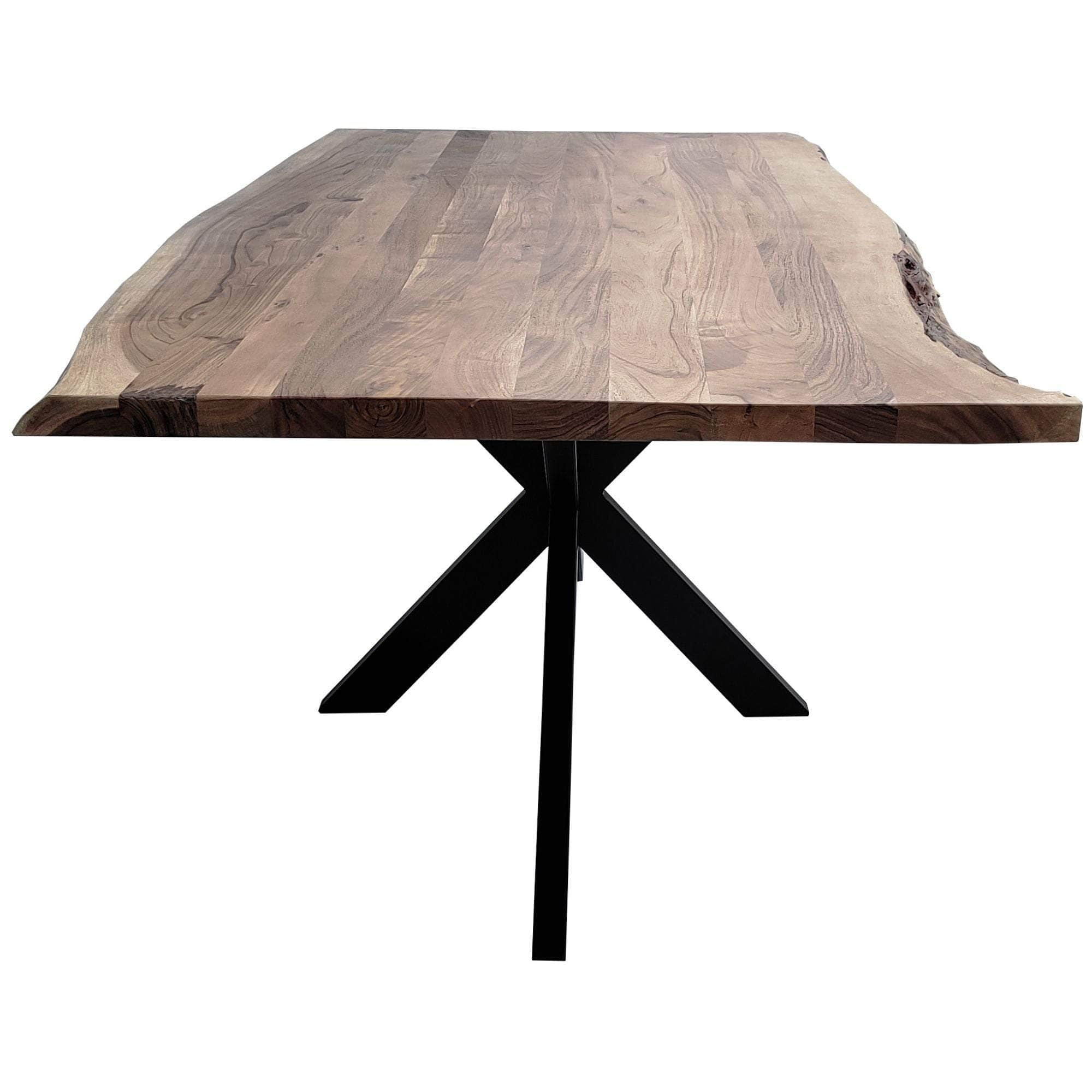 Dining Table 180Cm Live Edge Solid Acacia Timber Wood Metal Leg -Natural