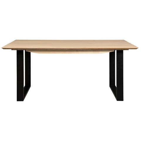 Dining Table 180Cm Solid Messmate Timber Wood Black Metal Leg - Natural