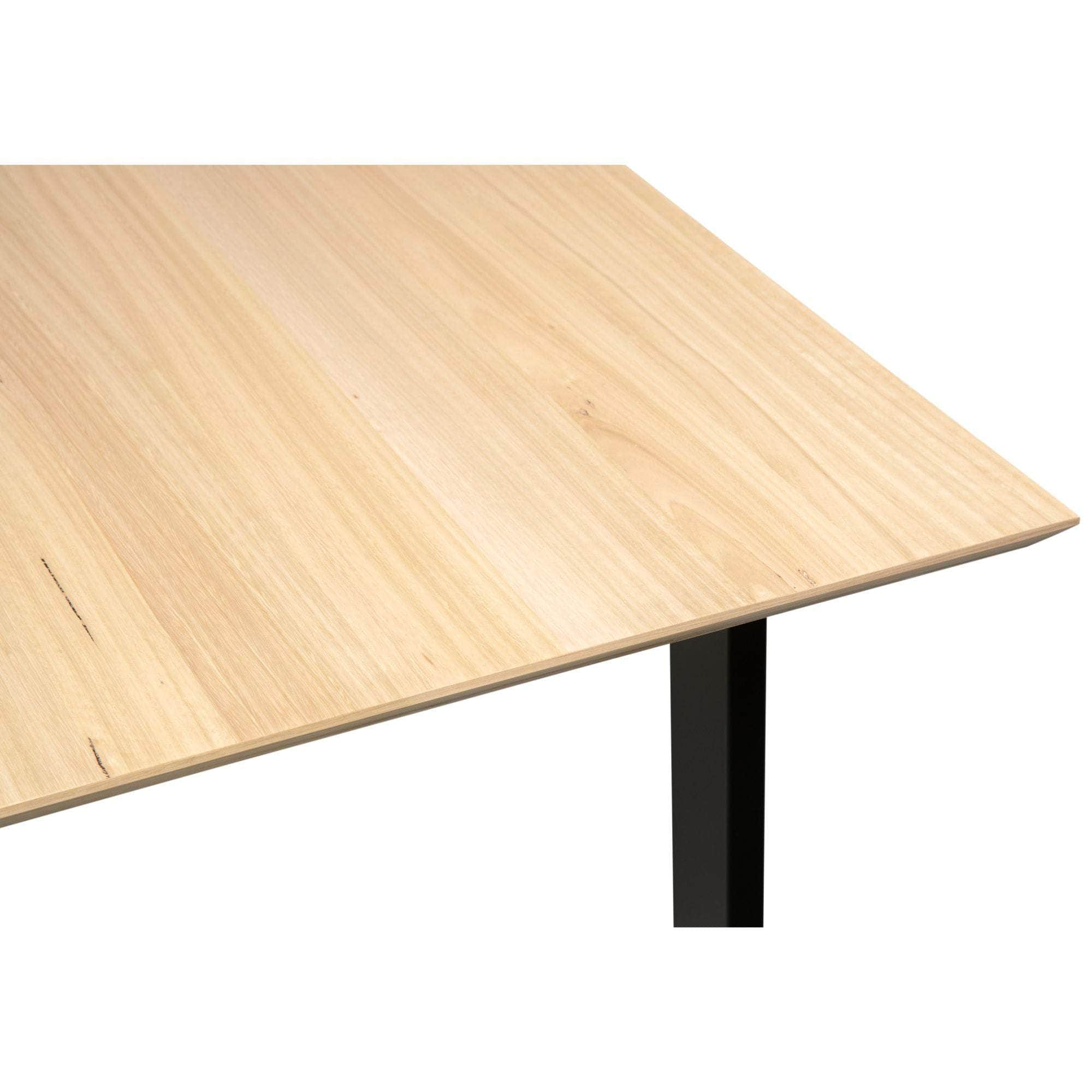 Dining Table 180Cm Solid Messmate Timber Wood Black Metal Leg - Natural