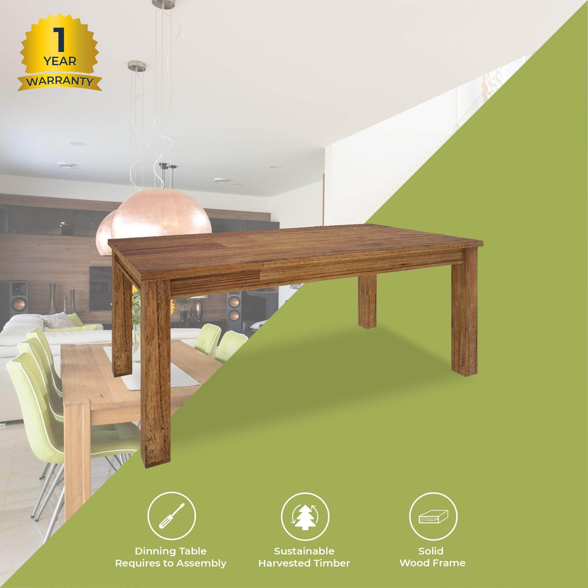 Dining Table 190Cm Solid Mt Ash Wood Home Dinner Furniture - Brown