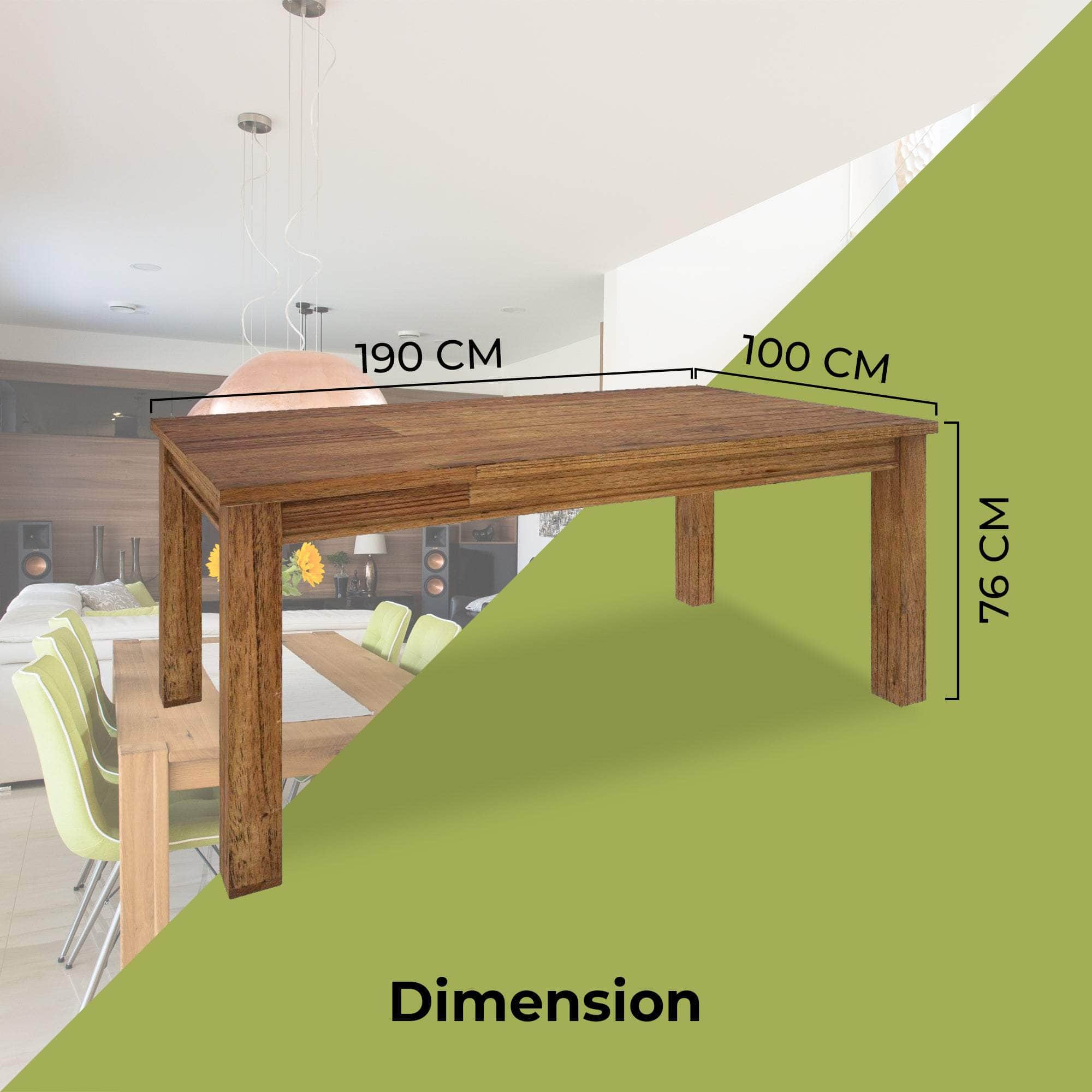 Dining Table 190Cm Solid Mt Ash Wood Home Dinner Furniture - Brown