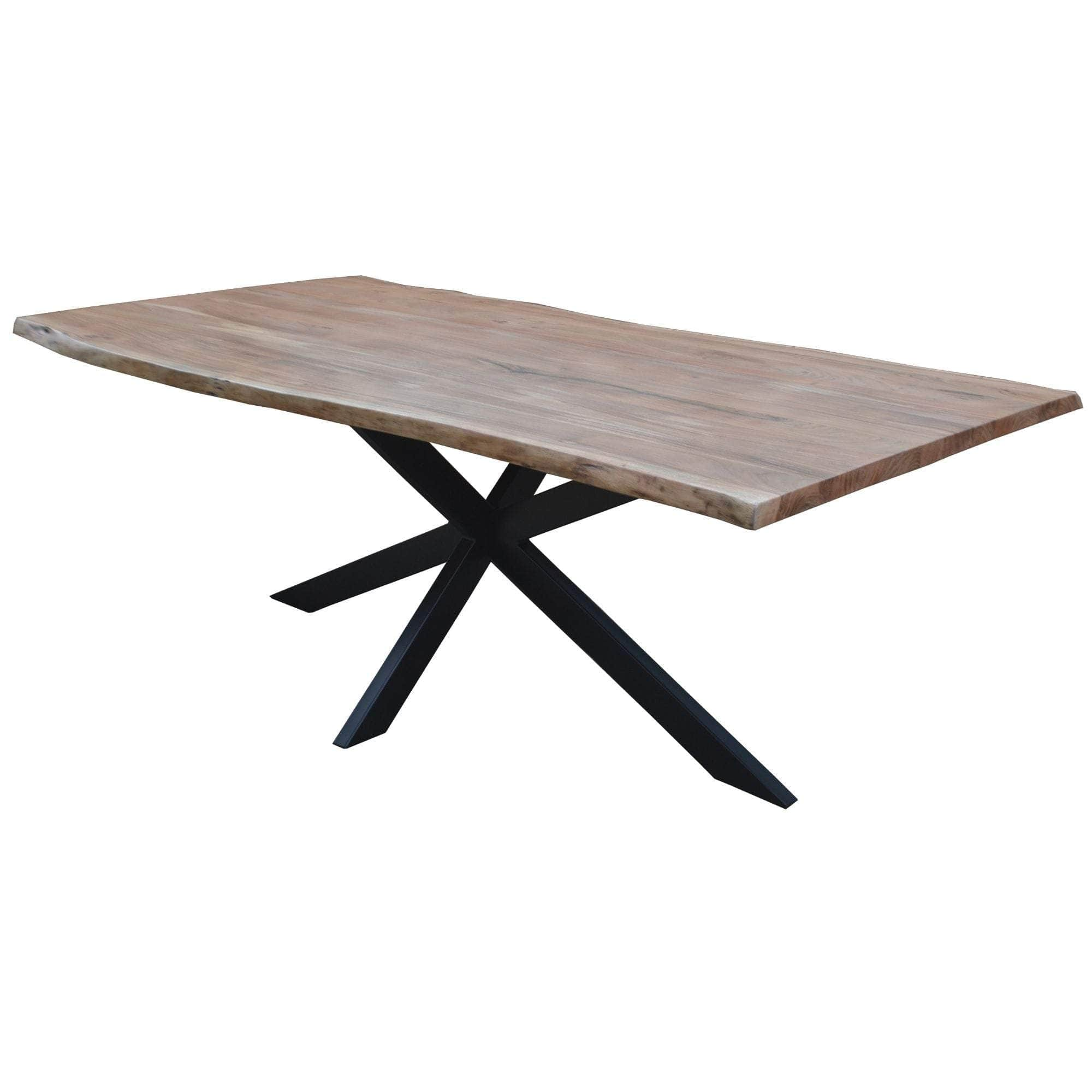 Dining Table 210Cm Live Edge Solid Acacia Timber Wood Metal Leg -Natural