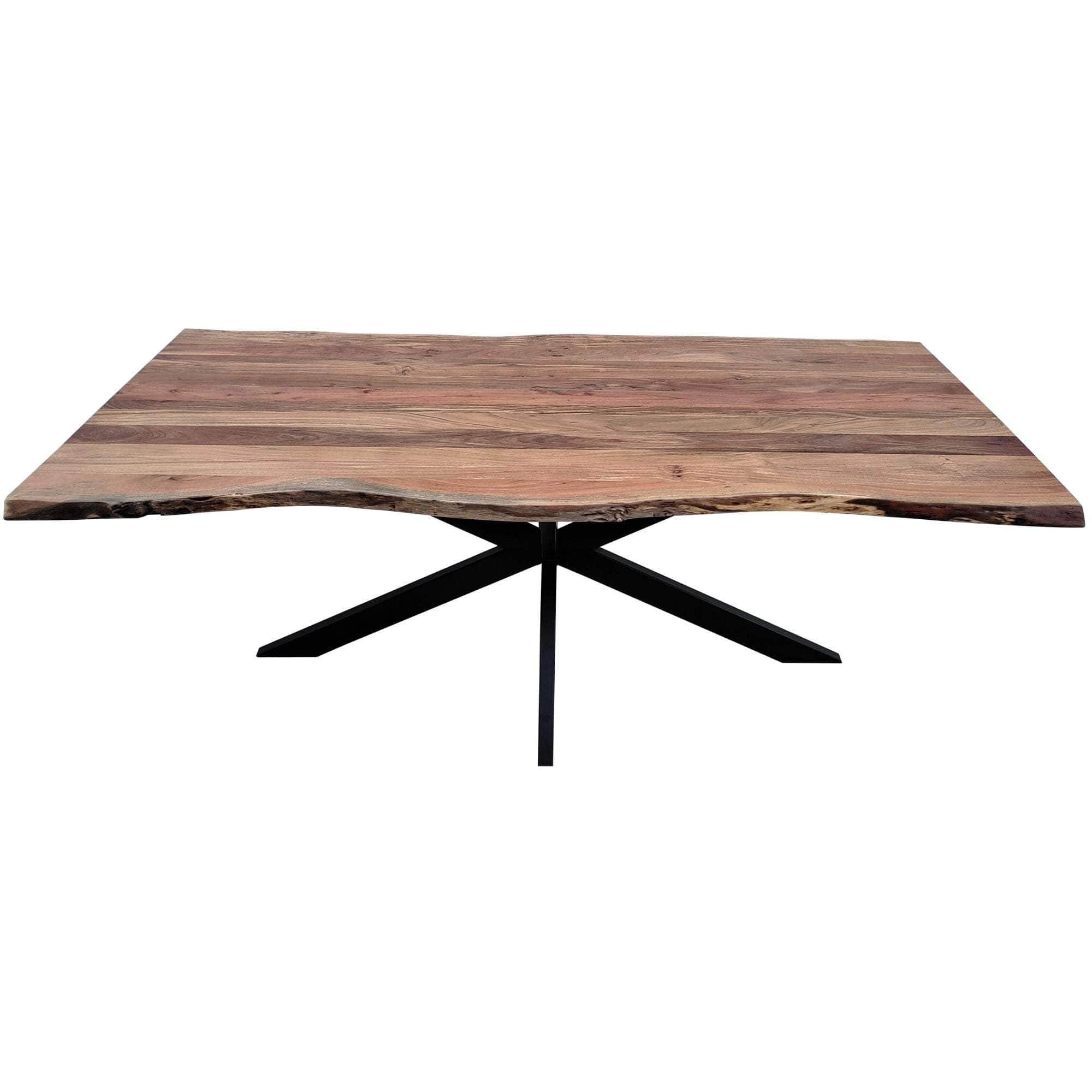 Dining Table 210Cm Live Edge Solid Acacia Timber Wood Metal Leg -Natural