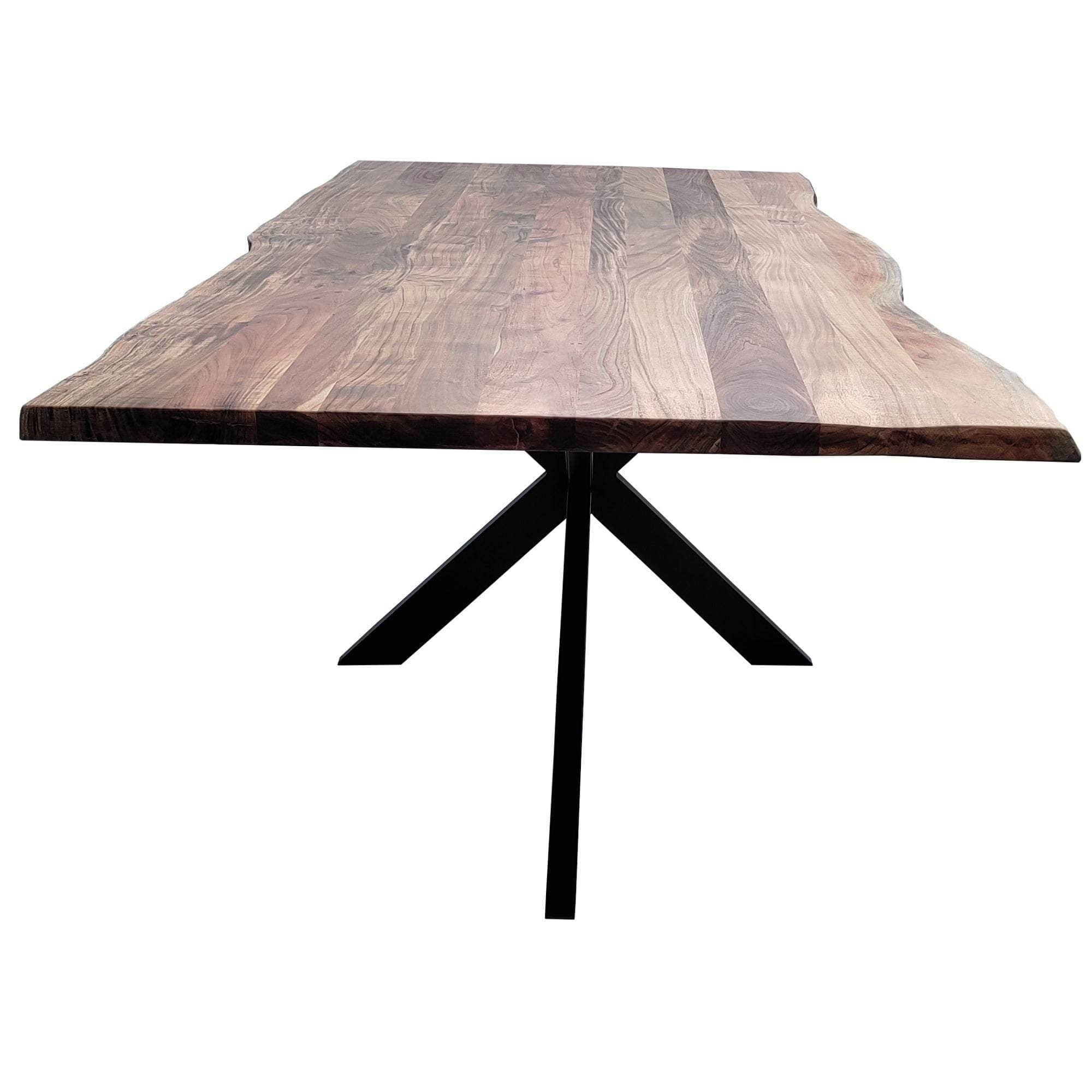 Dining Table 210Cm Live Edge Solid Acacia Timber Wood Metal Leg -Natural