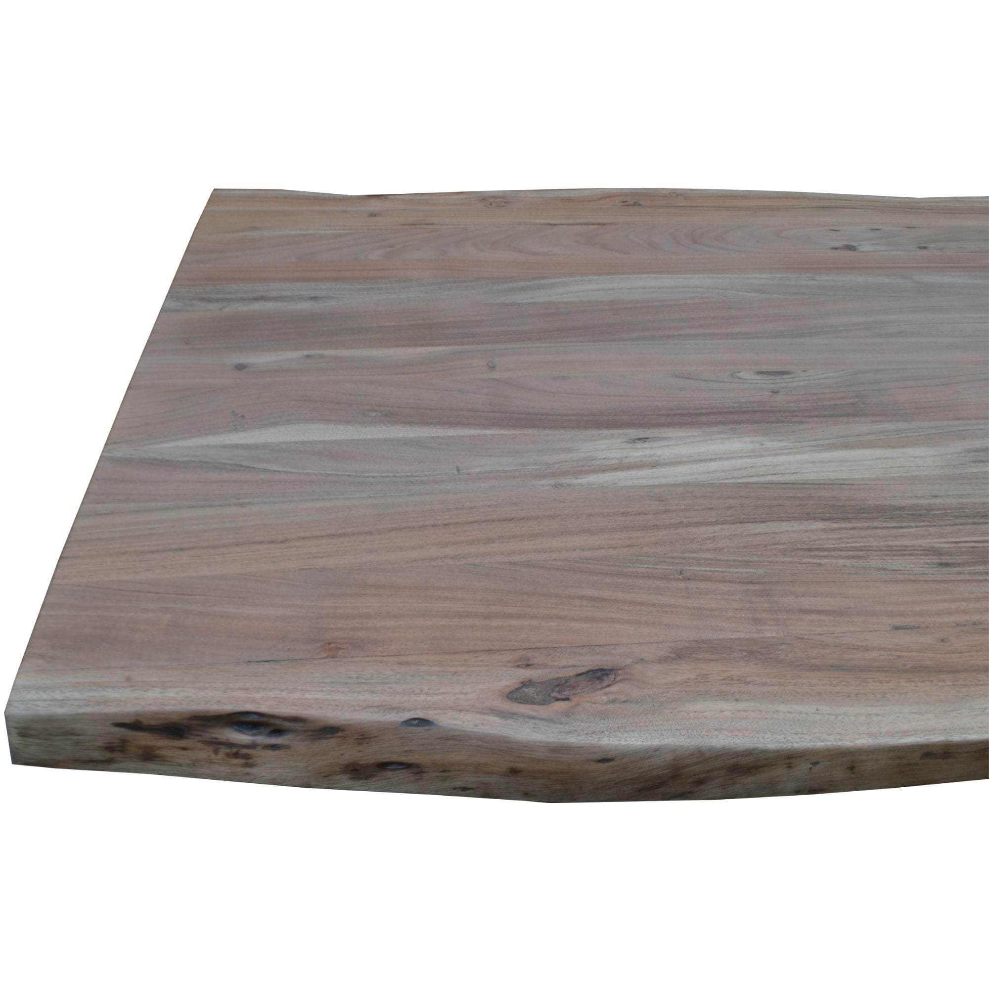 Dining Table 210Cm Live Edge Solid Acacia Timber Wood Metal Leg -Natural