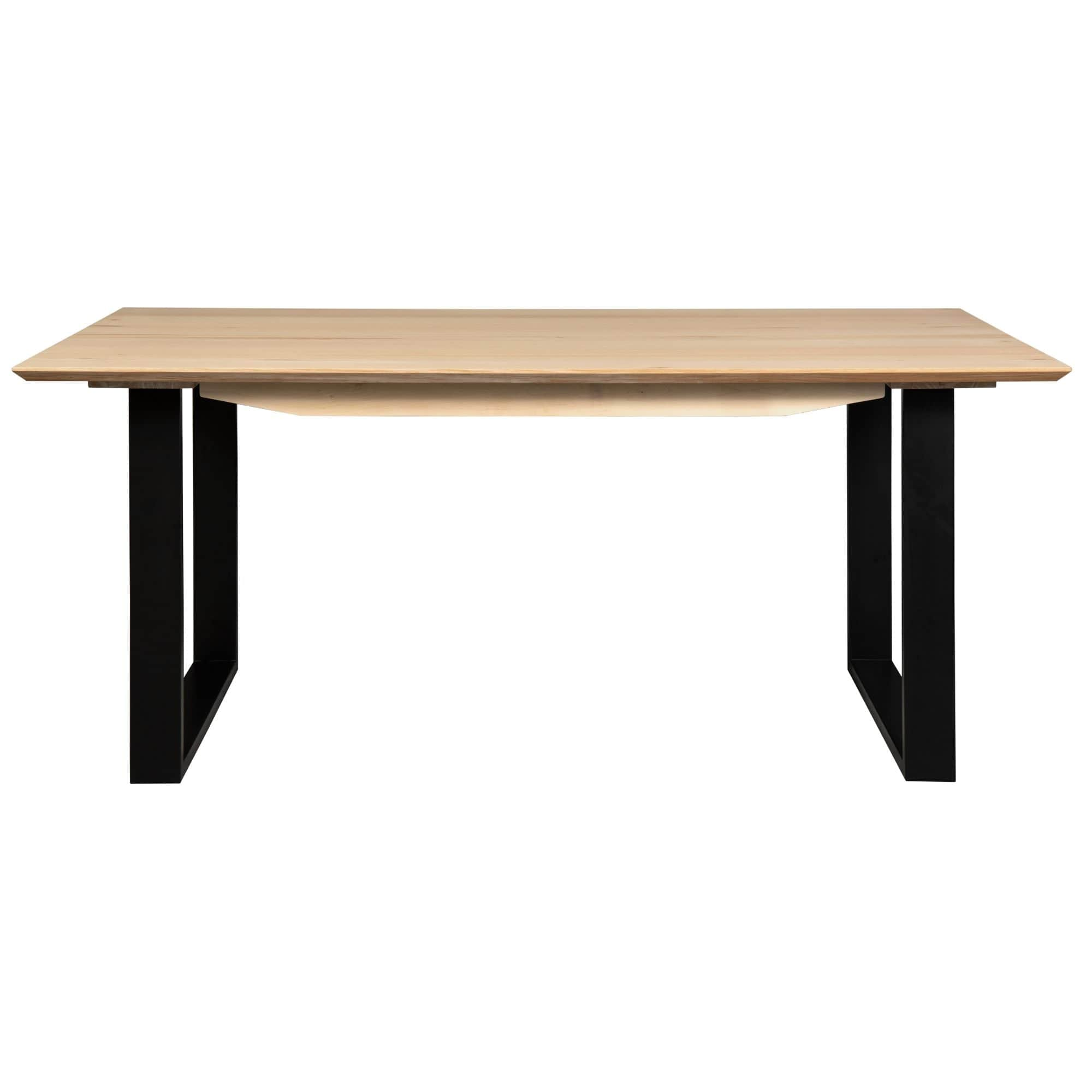 Dining Table 210Cm Solid Messmate Timber Wood Black Metal Leg - Natural