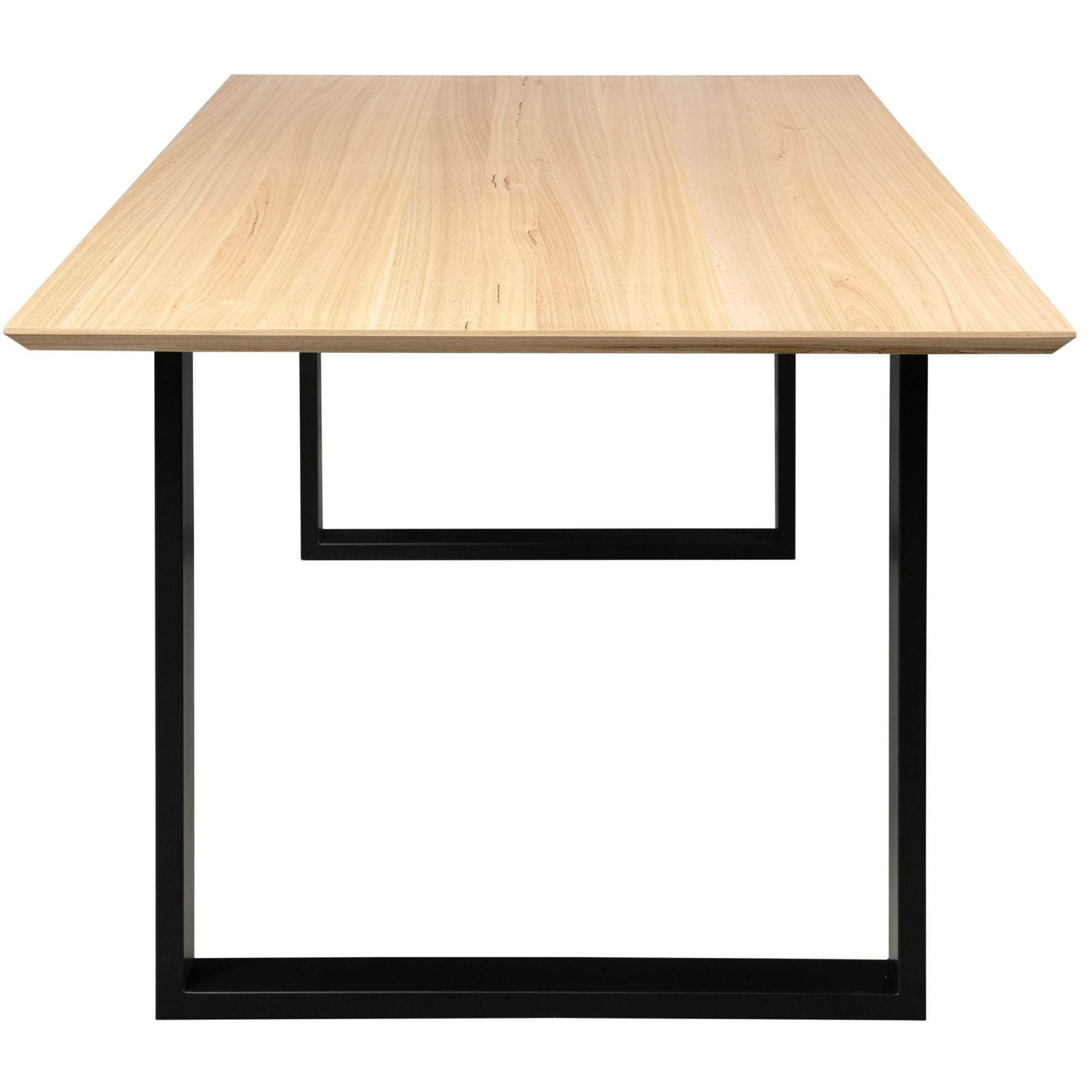 Dining Table 210Cm Solid Messmate Timber Wood Black Metal Leg - Natural