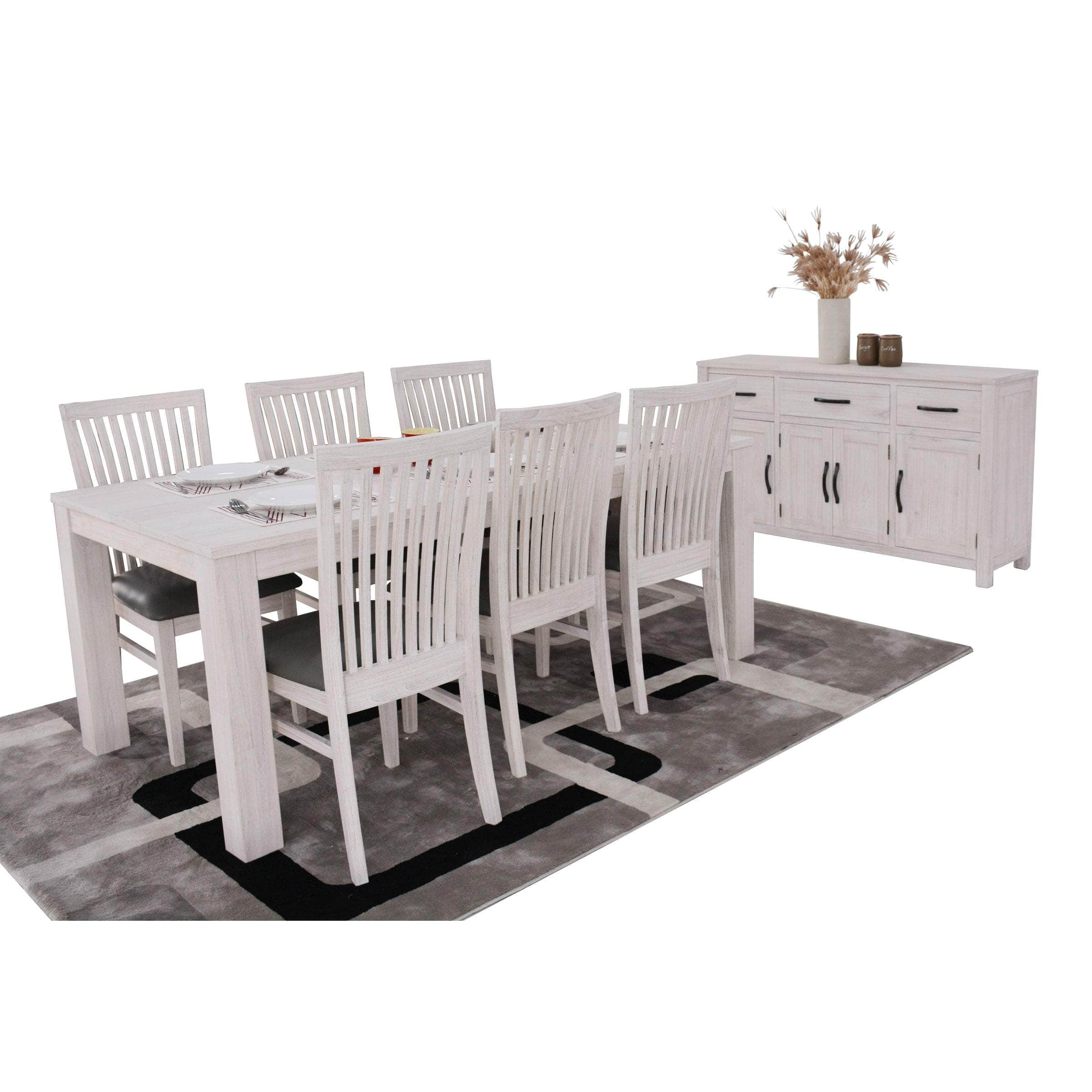 Dining Table 225Cm Solid Mt Ash Wood Home Dinner Furniture - White