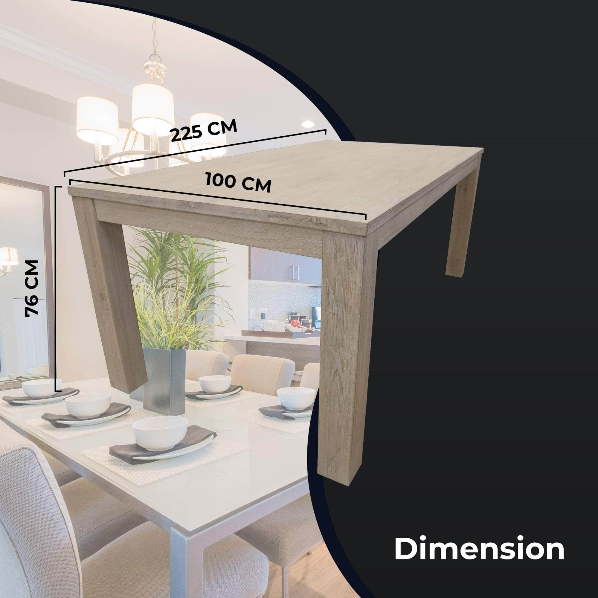 Dining Table 225Cm Solid Mt Ash Wood Home Dinner Furniture - White