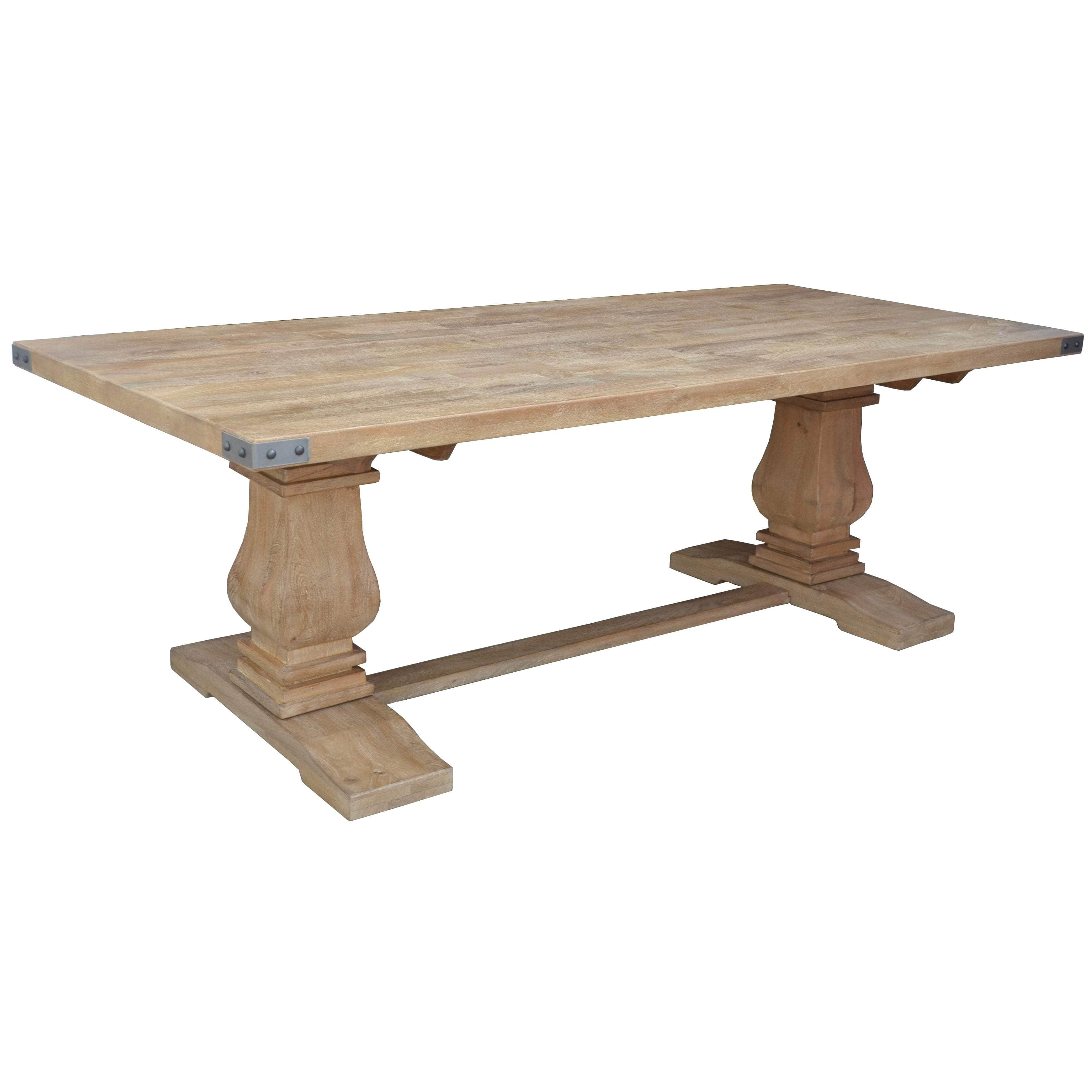 Dining Table 230Cm 8 Pax Pedestal Solid Mango Timber Wood - Honey Wash