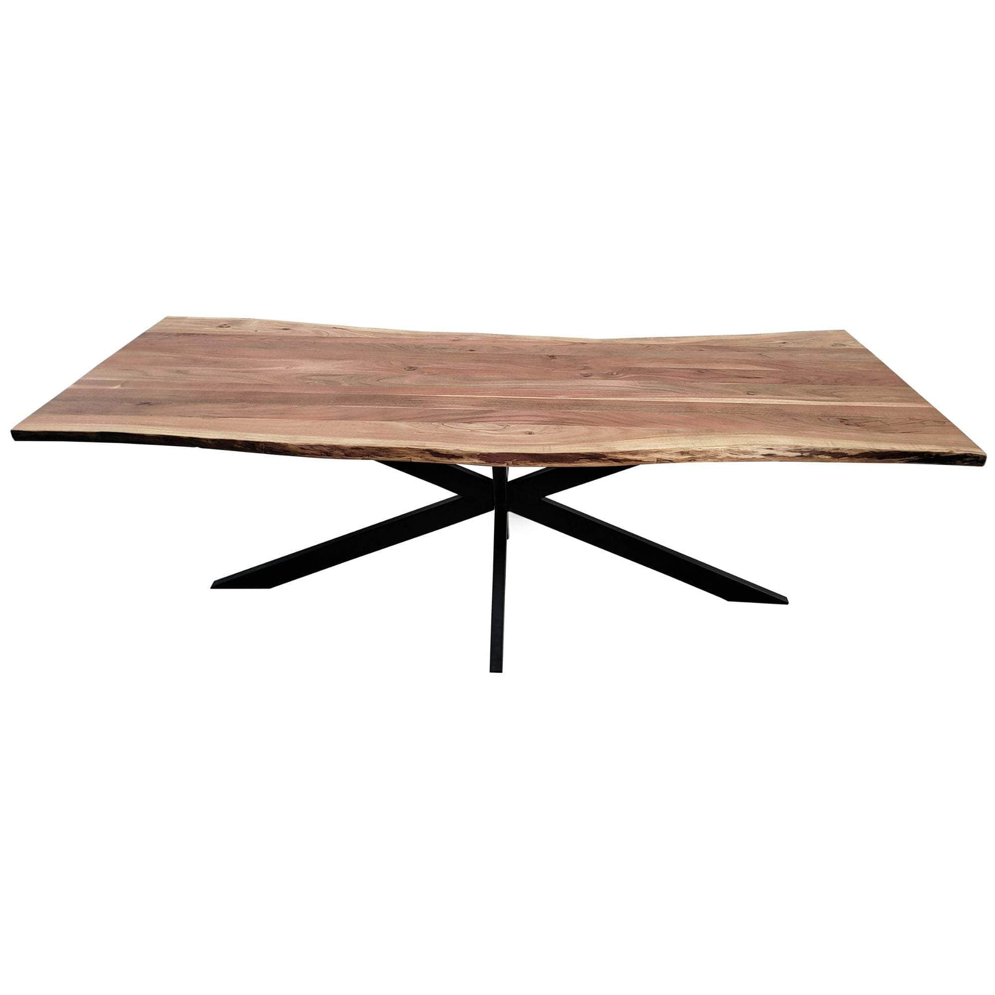 Dining Table 240Cm Live Edge Solid Acacia Timber Wood Metal Leg -Natural