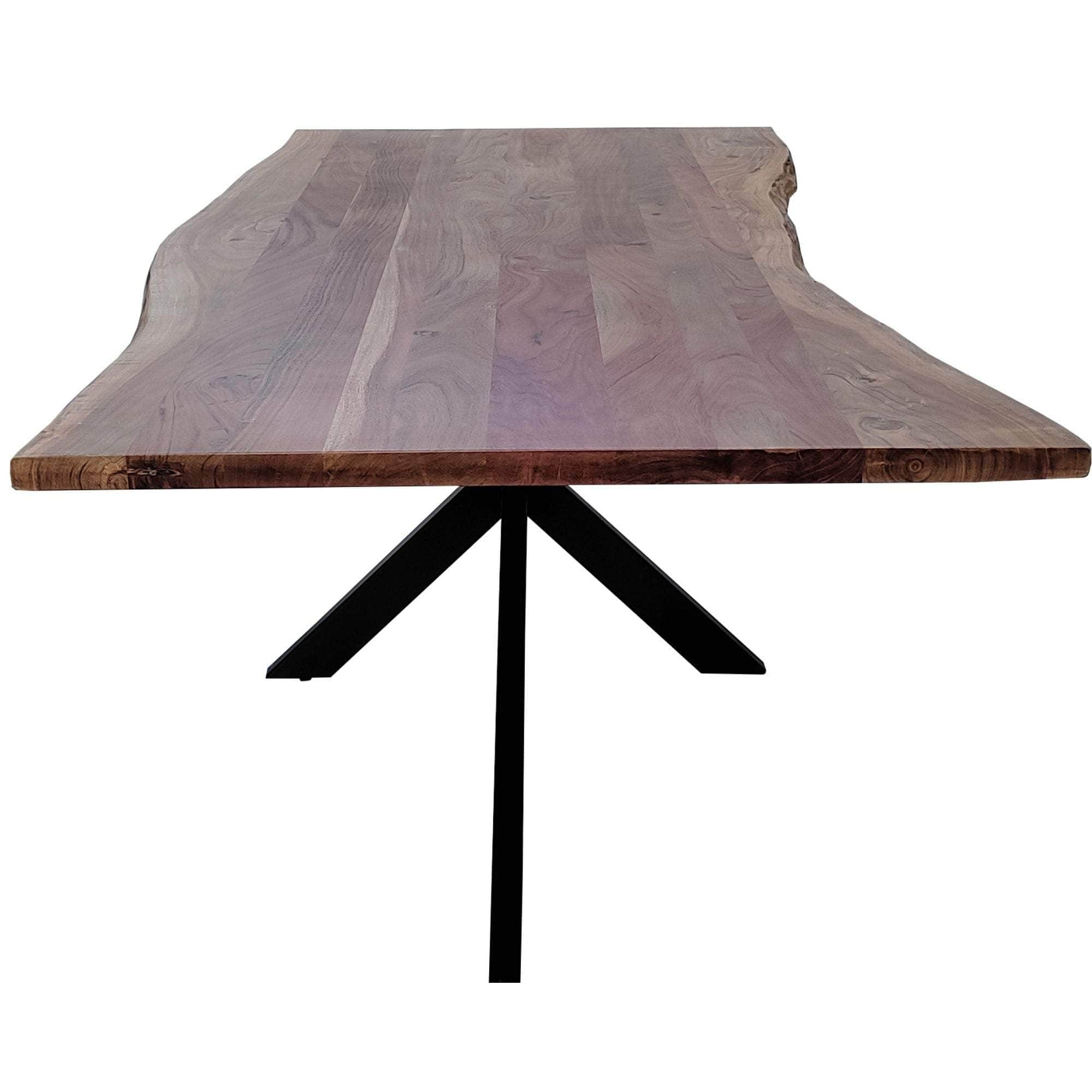 Dining Table 240Cm Live Edge Solid Acacia Timber Wood Metal Leg -Natural