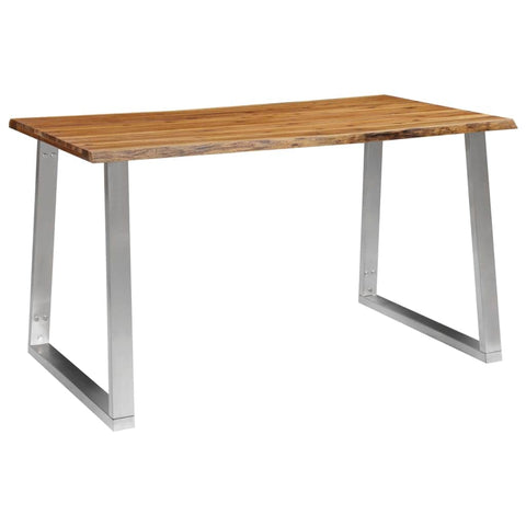 Dining Table Solid Acacia Wood, Stainless Steel