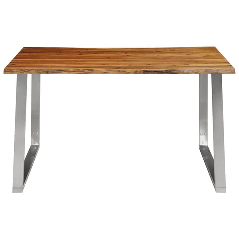 Dining Table Solid Acacia Wood, Stainless Steel