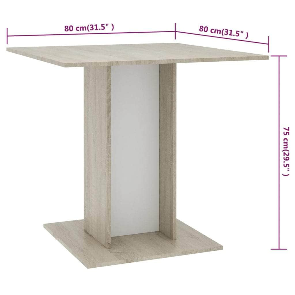 Dining Table White and Sonoma Oak Chipboard