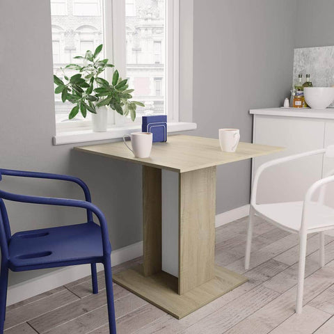 Dining Table White and Sonoma Oak Chipboard