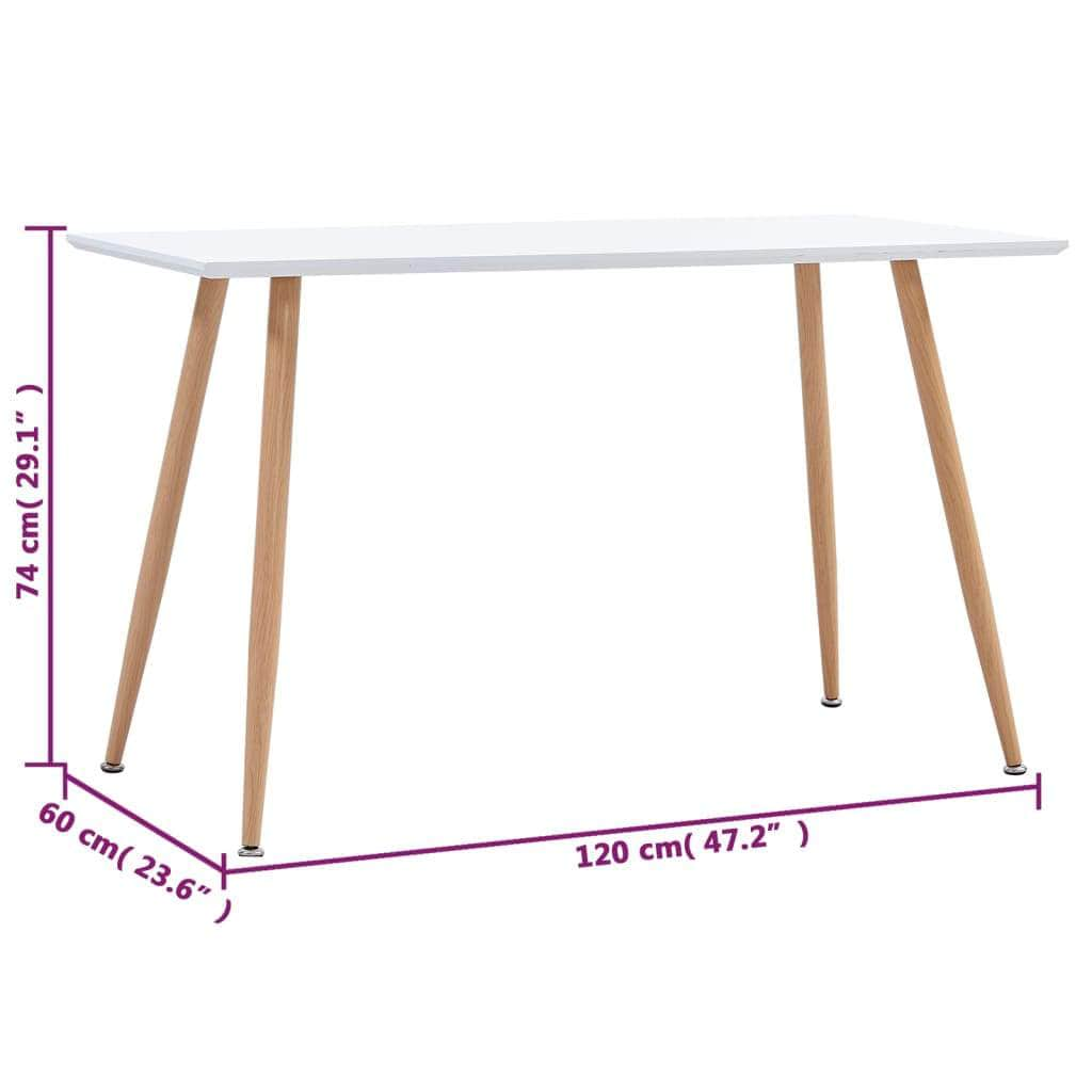 Dining Table White & Oak MDF