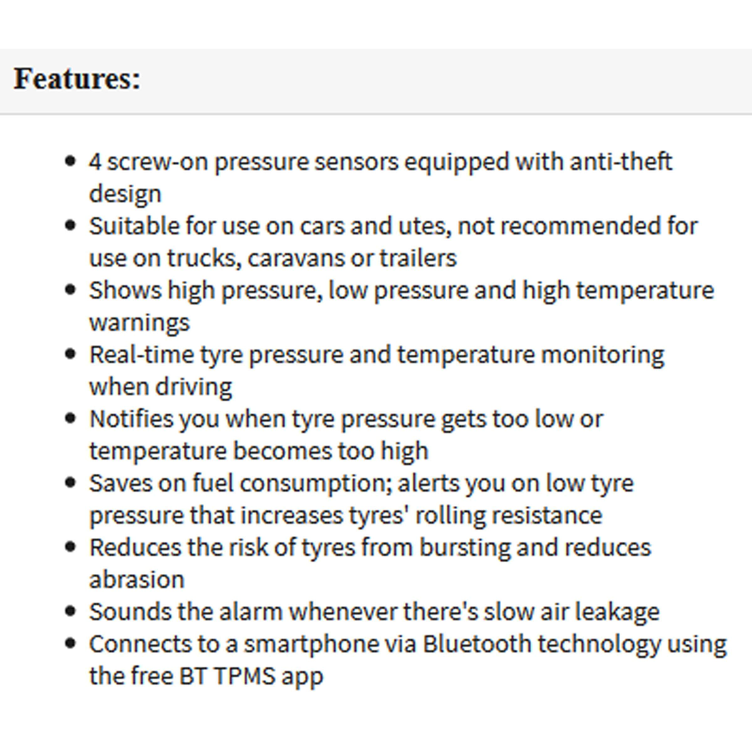 Diy Bt Wireless Car Tyre Pressure Monitor Monitoring System App Control