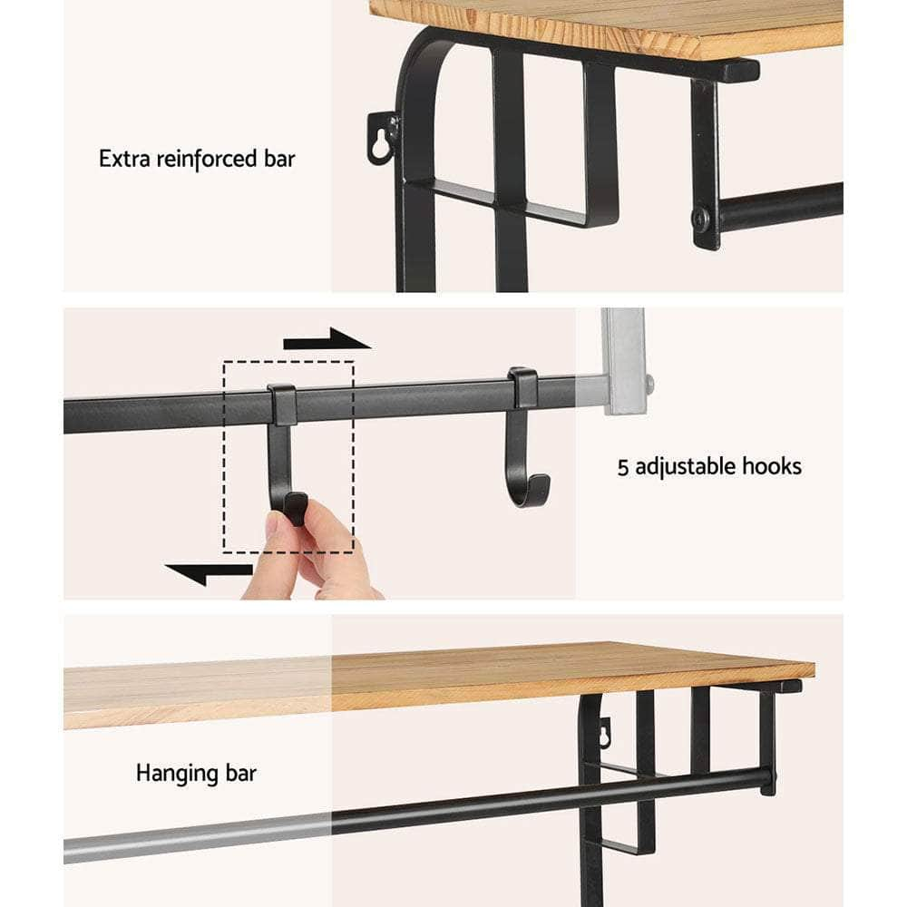 DIY Wall Mount Floating Wall Shelves with Towel Rail and Coat Rack