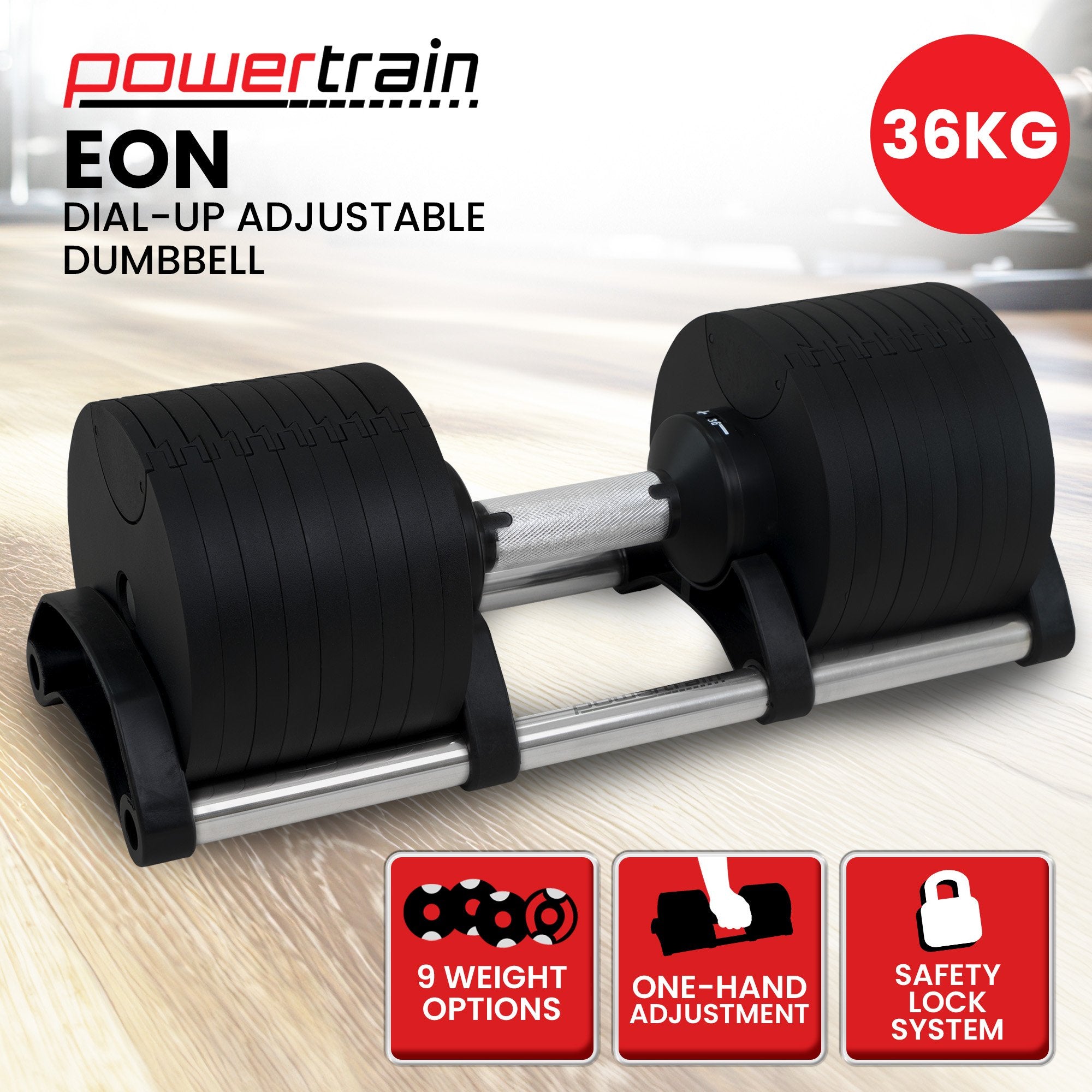 Eon Dial-Up Adjustable Dumbbell with 36KG Weight Capacity