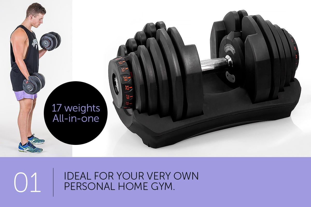 2x 40kg Adjustable Dumbbells Home Gym Set