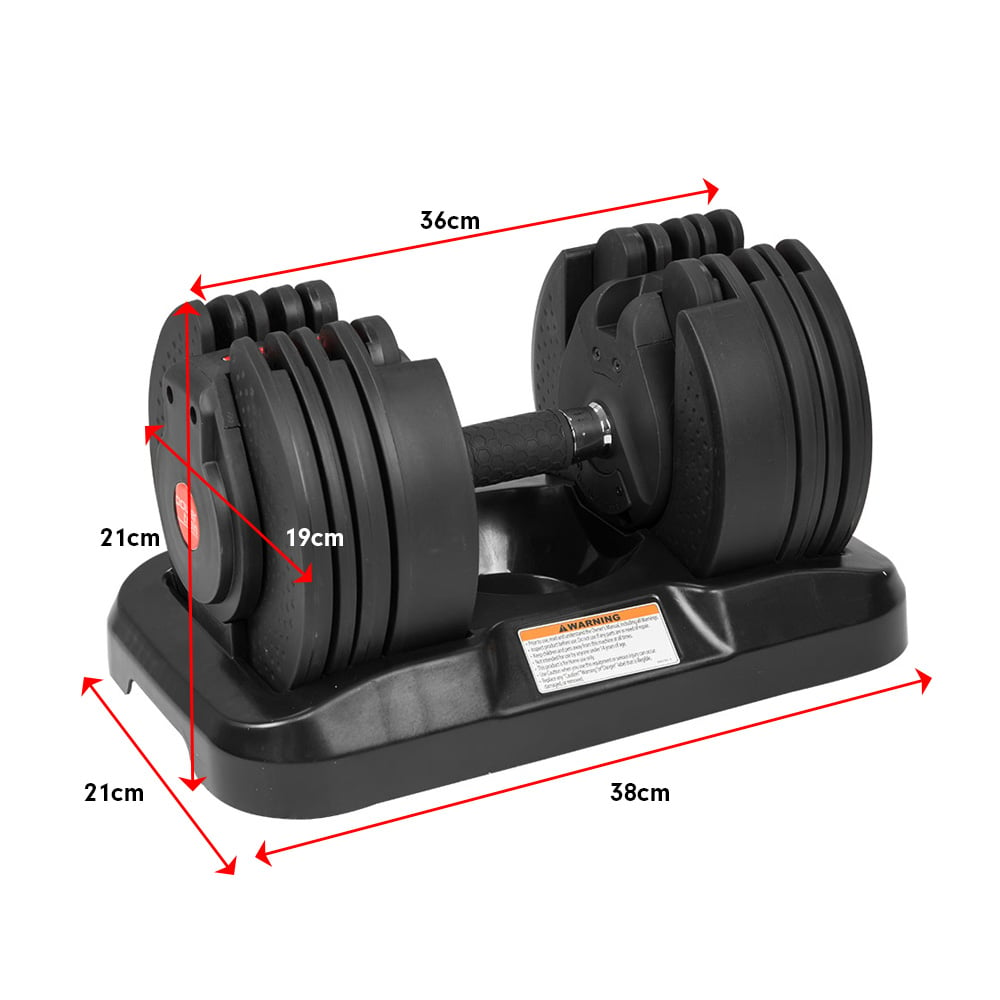 2x 20kg Home Gym Adjustable Dumbbells