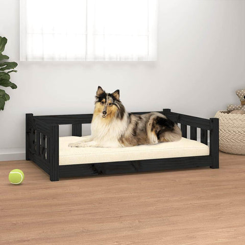 Dog Bed Black Solid Wood