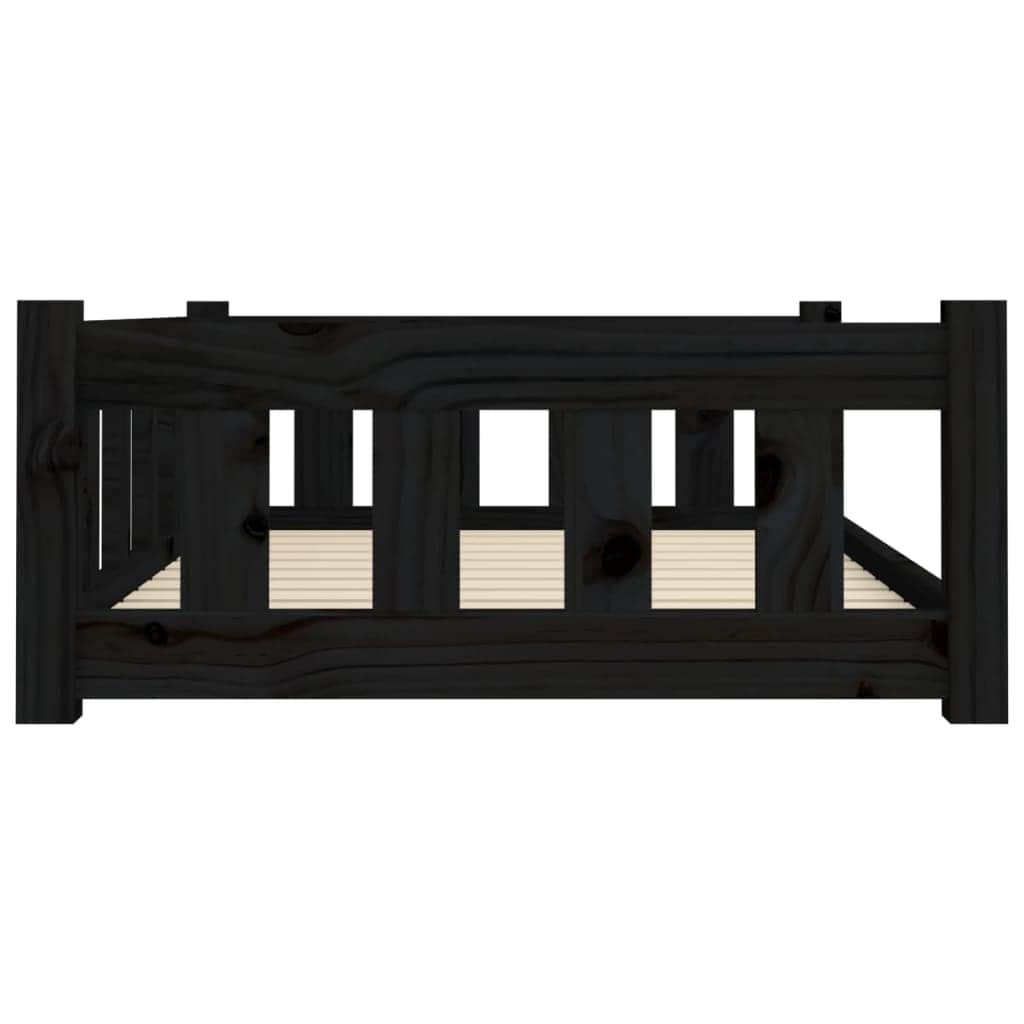 Dog Bed Black Solid Wood