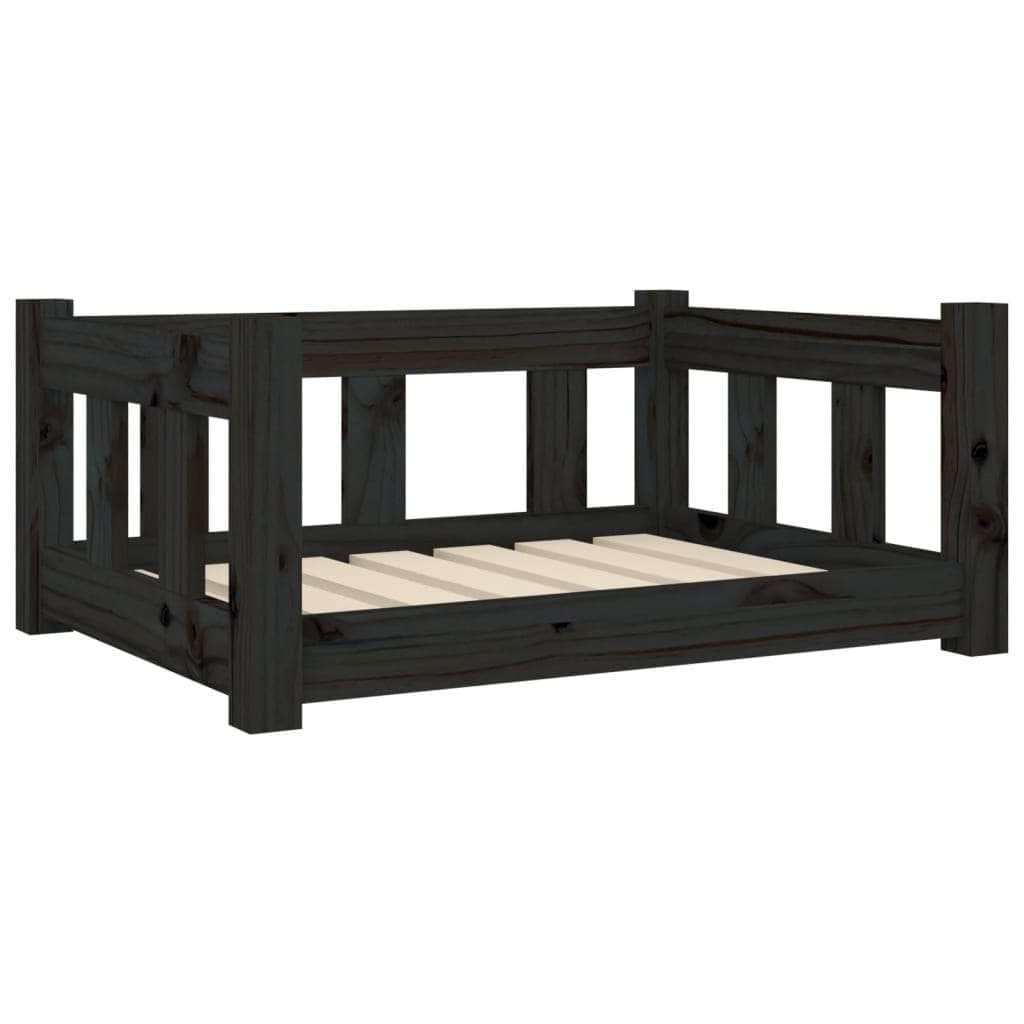 Dog Bed Black Solid Wood Pine