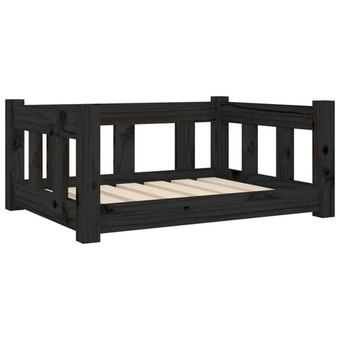 Dog Bed Black Solid Wood Pine