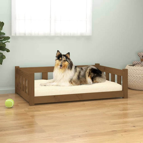 Dog Bed Honey Brown Solid Wood Pine