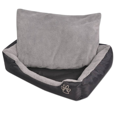 Dog Bed with Padded Cushion Size L Black