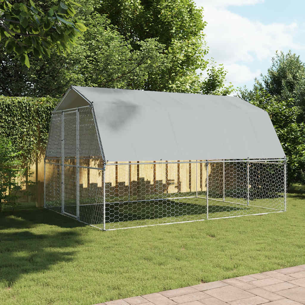 Dog Cages 2 pcs with Roof and Door Silver