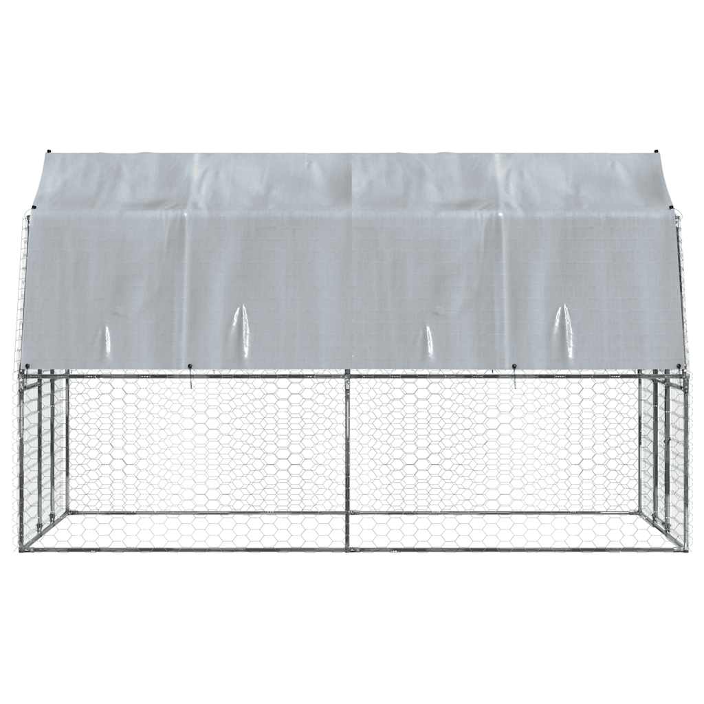 Dog Cages 2 pcs with Roof and Door Silver