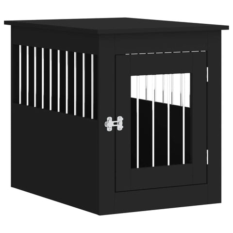 Dog Crate Furniture Engineered Wood- White/Black