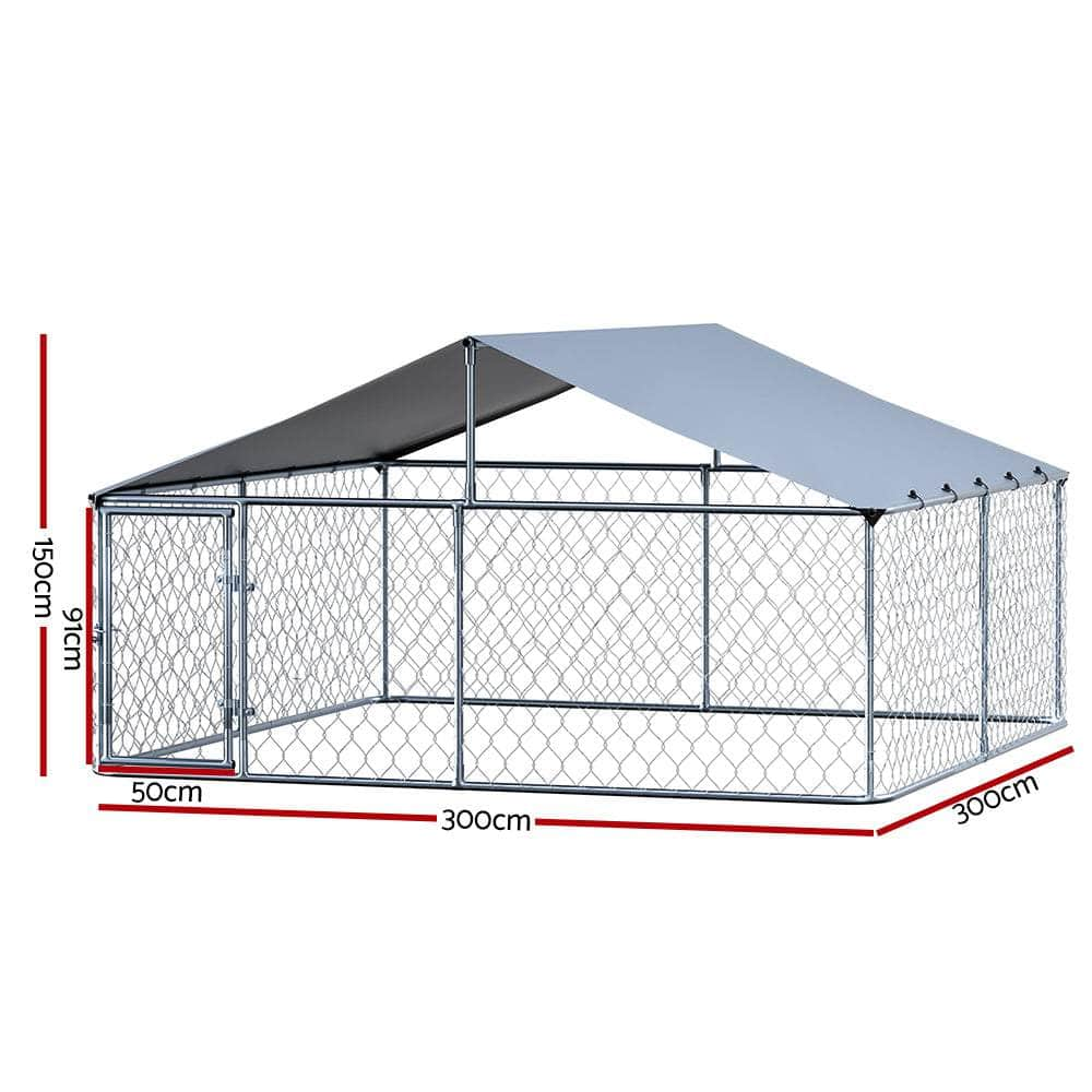 Dog Kennel Large House Pet Run Cage Puppy Outdoor Enclosure With Roof